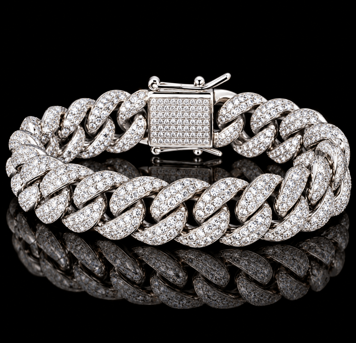 Silver Iced-Out Miami Cuban Link Bracelet – Fully Paved Statement Jewelry - Virtue Jewel