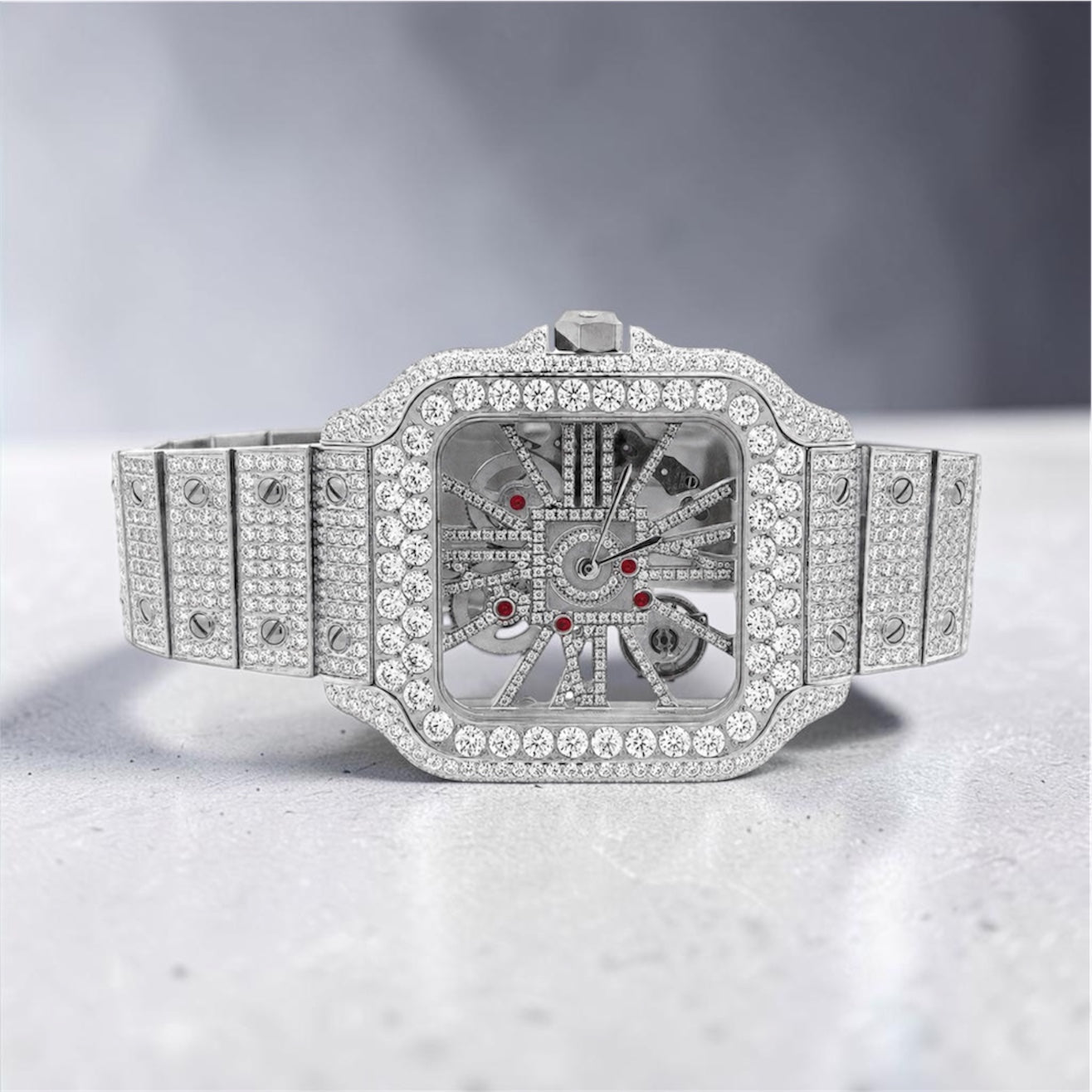 Skeleton Bust Down VVS1 Moissanite Watch - Virtue JewelWhite Gold