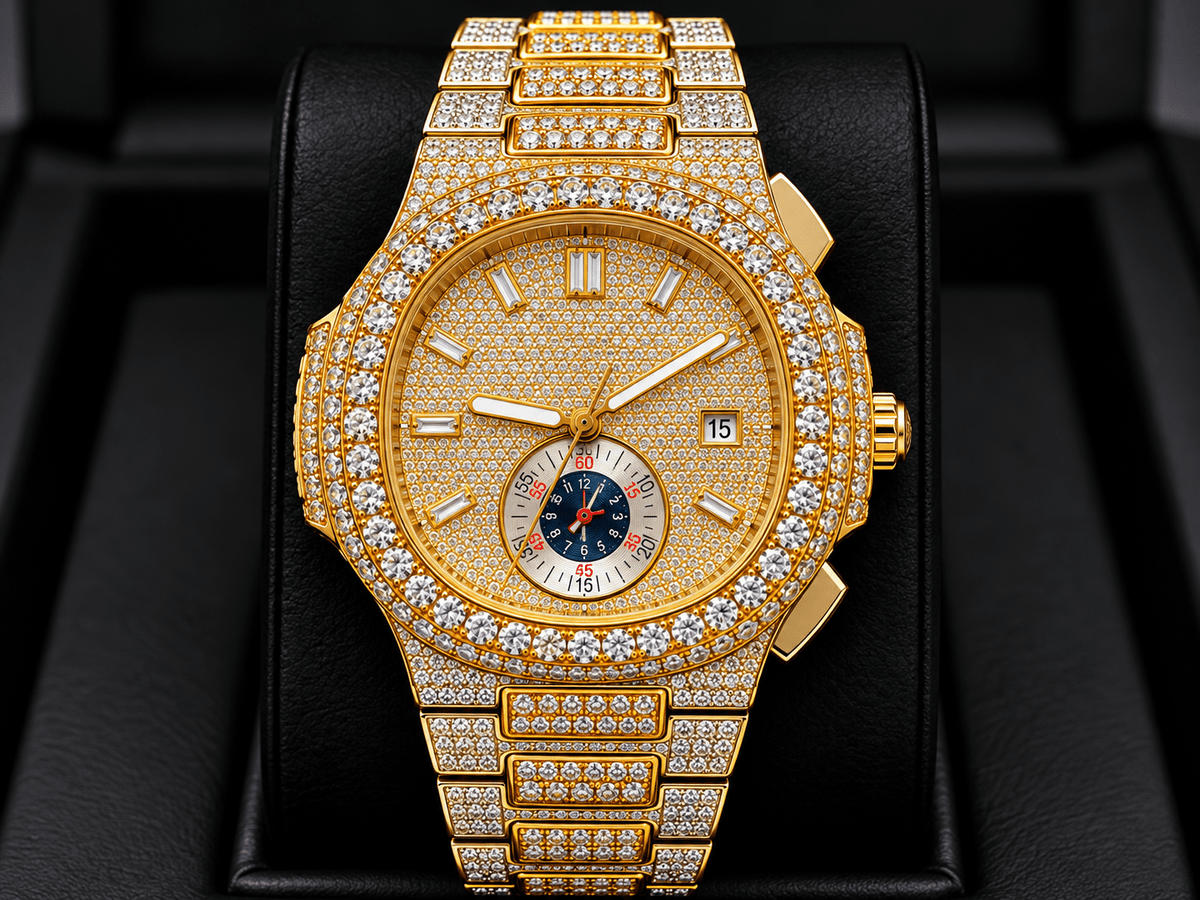 Two-Tone Rose Gold & Silver Iced-Out Watch – Diamond-Style Dial with Subdial Detail - Virtue JewelSilver