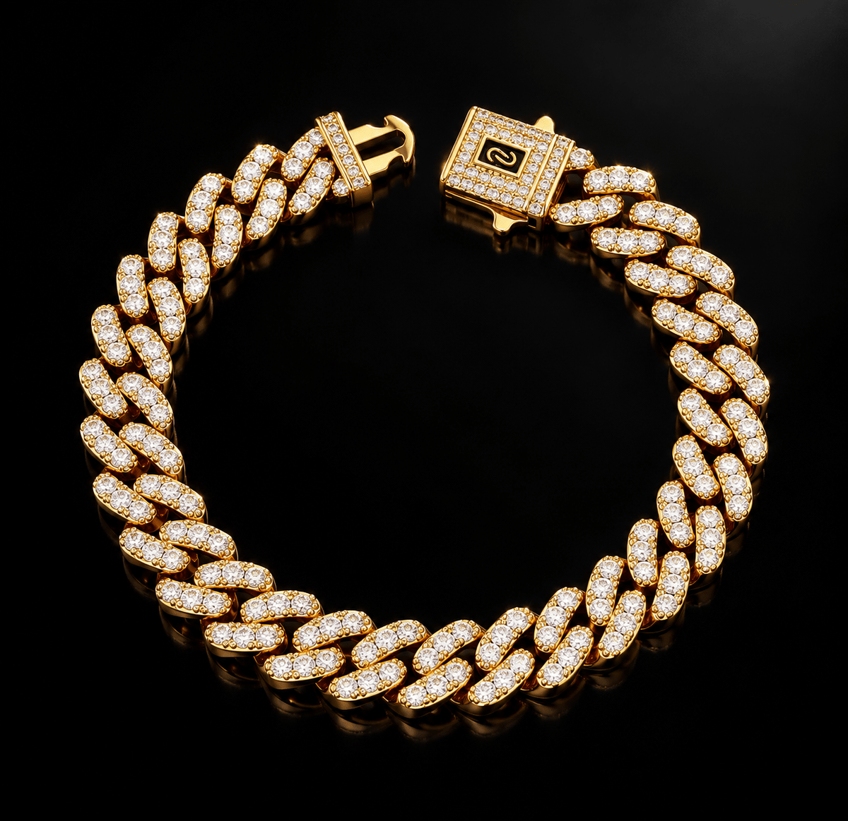 10mm 14K Gold Plated Cuban Link Bracelet – Iced Out 5A CZ - Virtue JewelBracelets