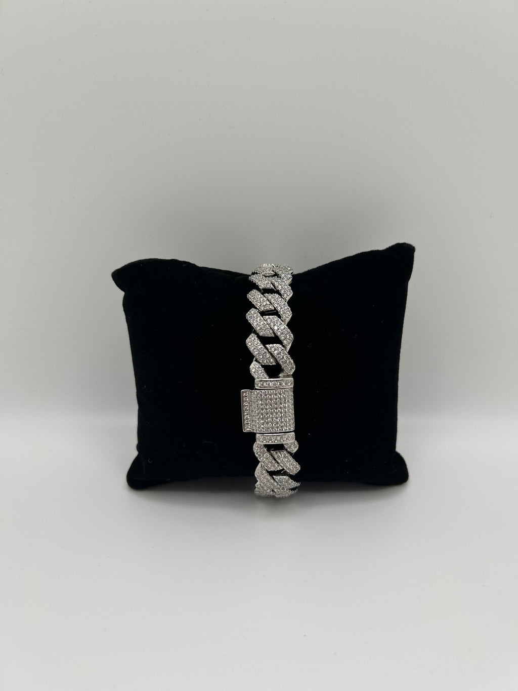 14MM FLAT CUBAN ICED OUT STIMULATED DIAMONDS Bracelet - Virtue Jewel7inchSilver