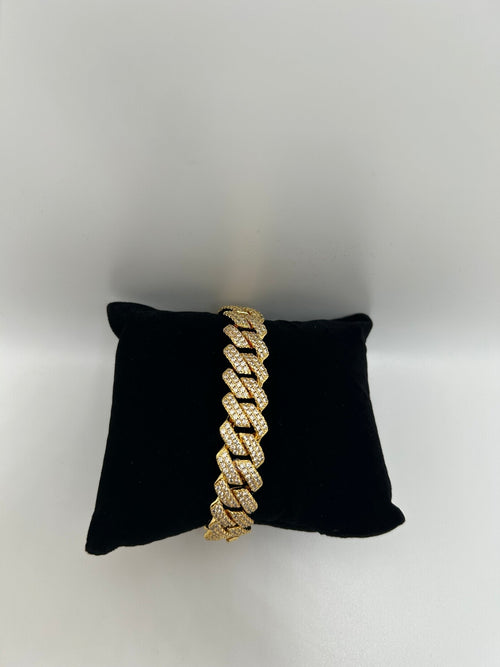 14MM FLAT CUBAN ICED OUT STIMULATED DIAMONDS Bracelet - Virtue Jewel7inchSilver