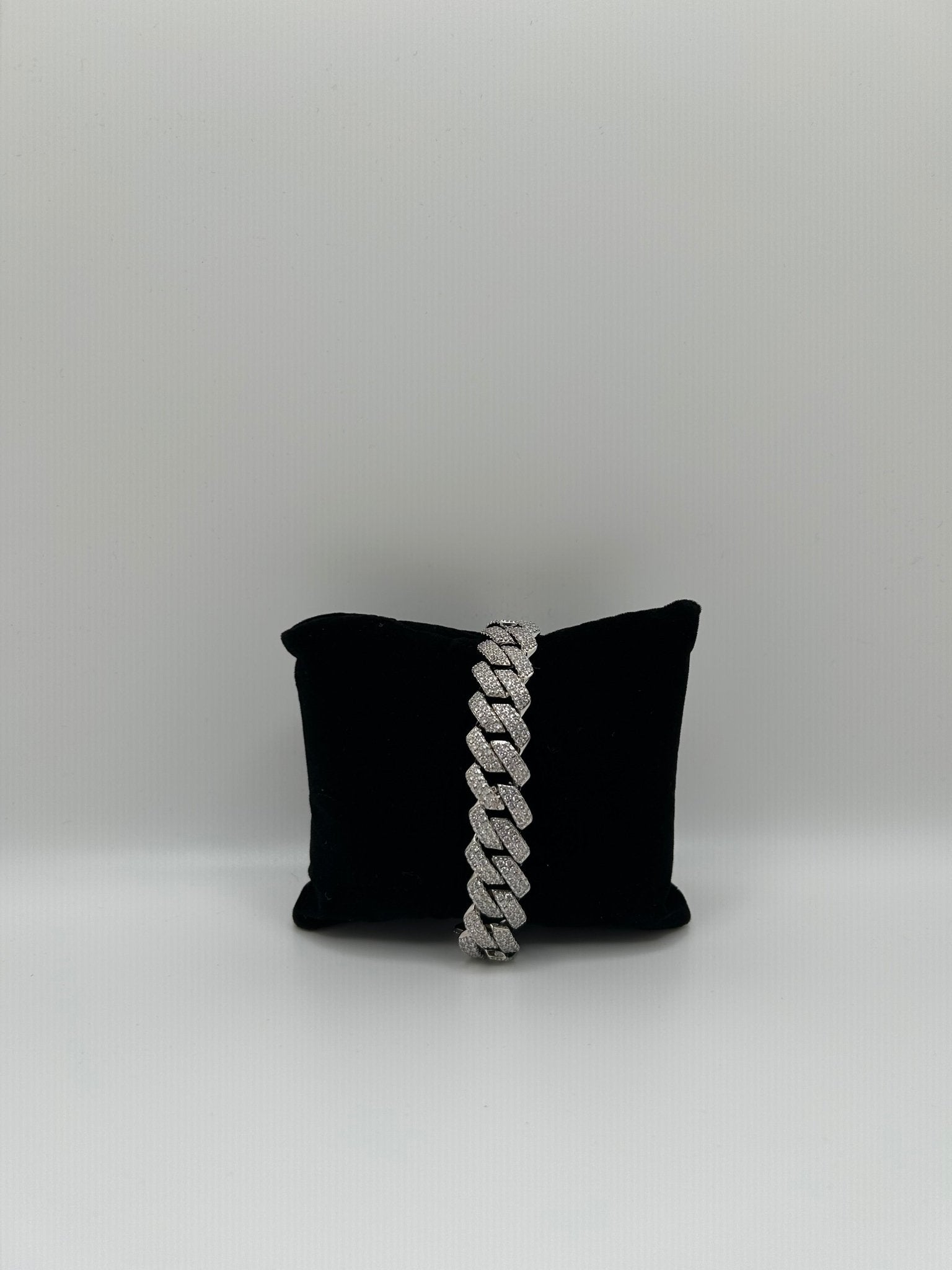 14MM FLAT CUBAN ICED OUT STIMULATED DIAMONDS Bracelet - Virtue Jewel7inchSilver