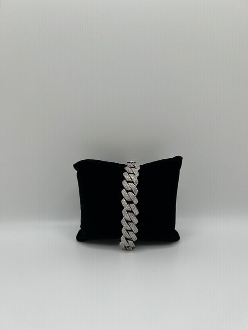 14MM FLAT CUBAN ICED OUT STIMULATED DIAMONDS Bracelet - Virtue Jewel7inchSilver
