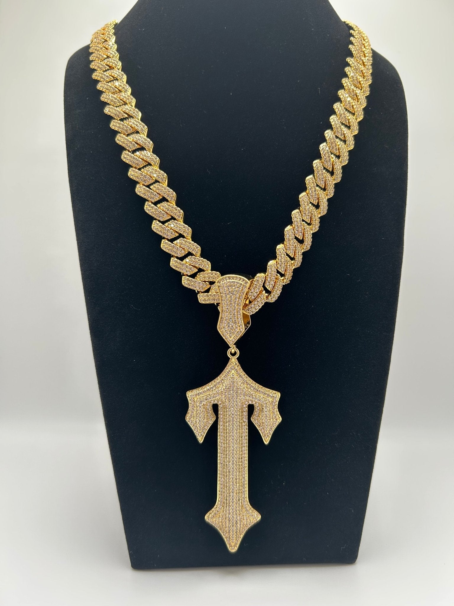 14MM FLAT SQUARE SILVER WHITE GOLD PLATED CUBAN CHAIN AND Cross Pendant Set - Virtue JewelSilver7inch18inchNecklace & Pendant