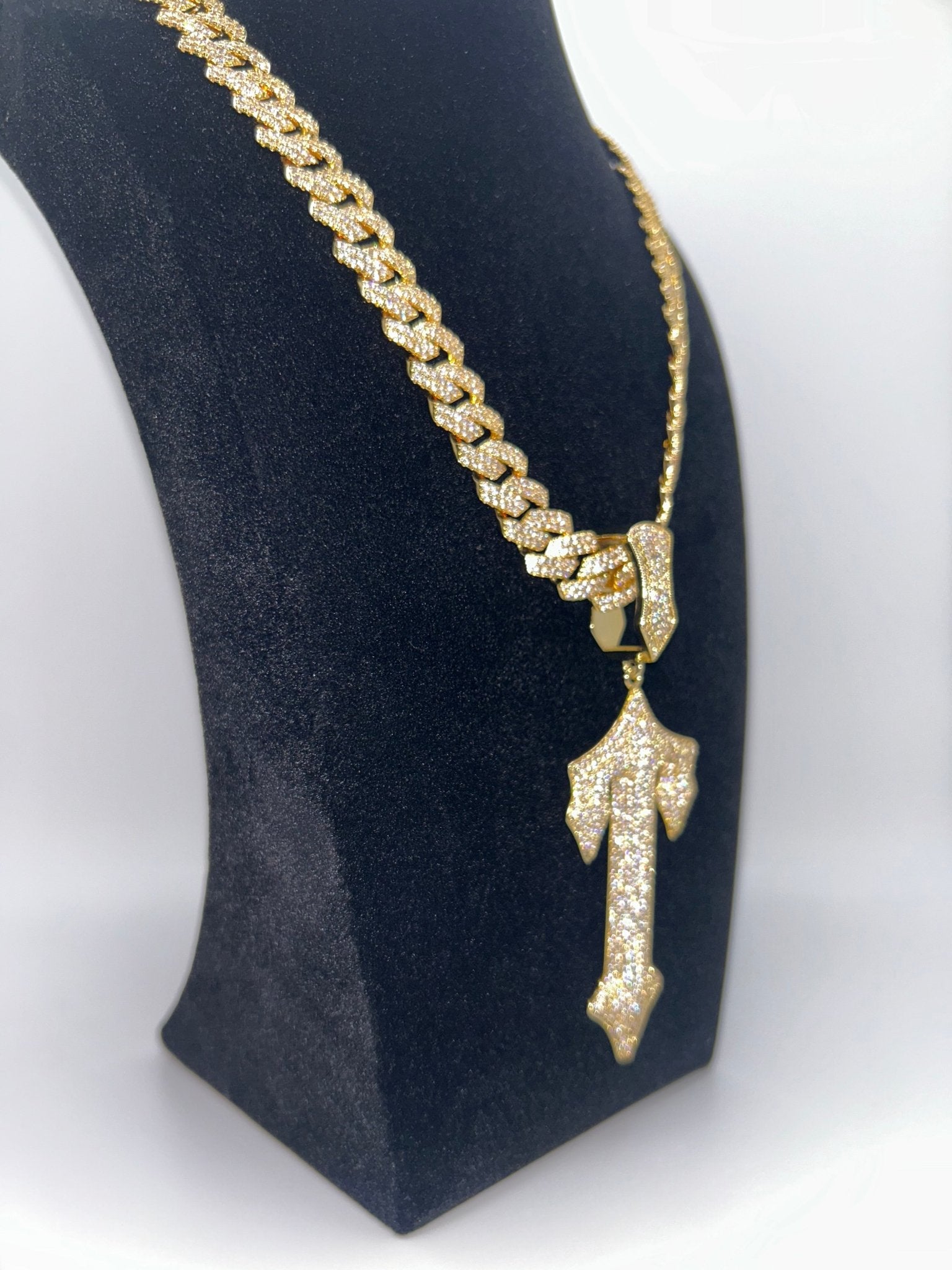 14MM FLAT SQUARE SILVER WHITE GOLD PLATED CUBAN CHAIN AND Cross Pendant Set - Virtue JewelSilver7inch18inchNecklace & Pendant