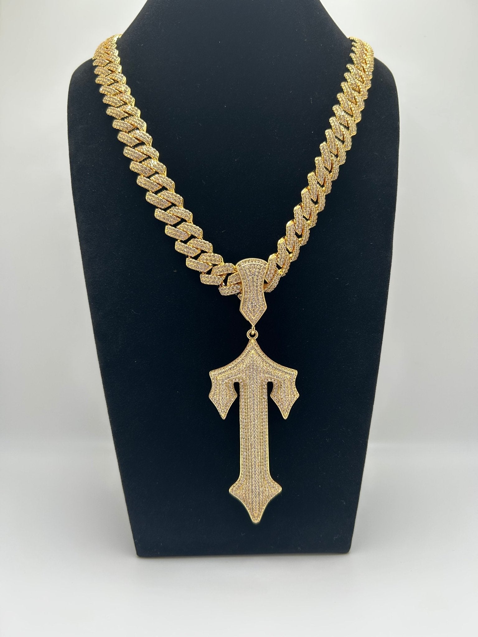 14MM FLAT SQUARE SILVER WHITE GOLD PLATED CUBAN CHAIN AND Cross Pendant Set - Virtue JewelSilver7inch18inchNecklace & Pendant