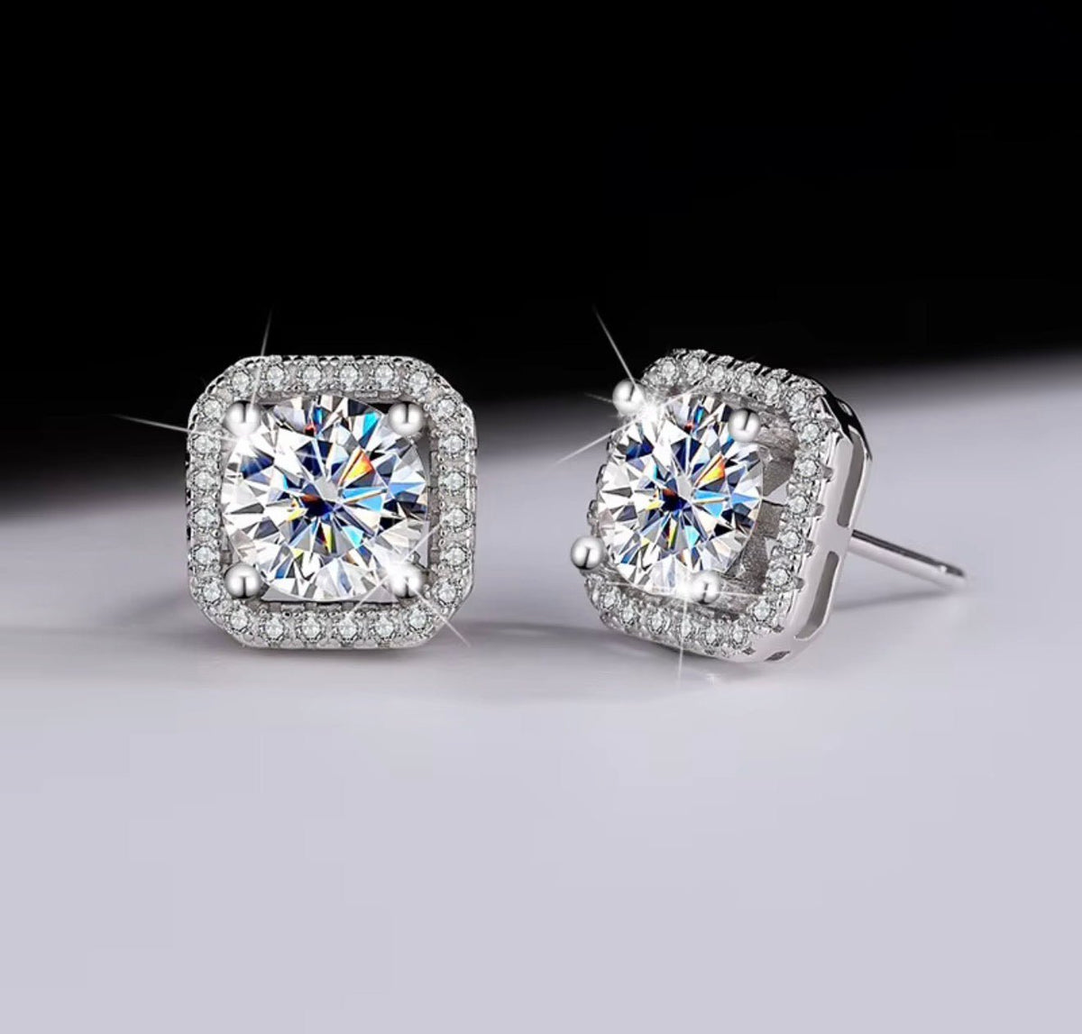 1ct Round Cut VVS Moissanite Halo Stud Earrings – 925 Sterling Silver, GRA Certified - Virtue Jewel