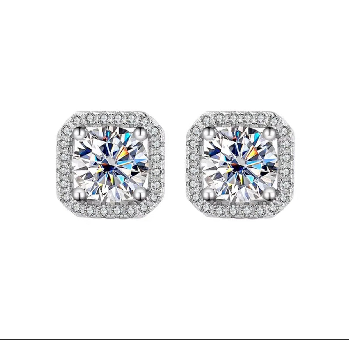 1ct Round Cut VVS Moissanite Halo Stud Earrings – 925 Sterling Silver, GRA Certified - Virtue Jewel