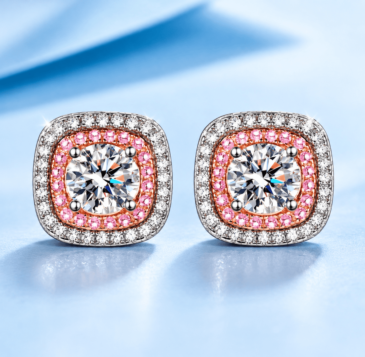 1CTW Moissanite Stud Earrings – 925 Sterling Silver, Rhodium Plated - Virtue Jewel