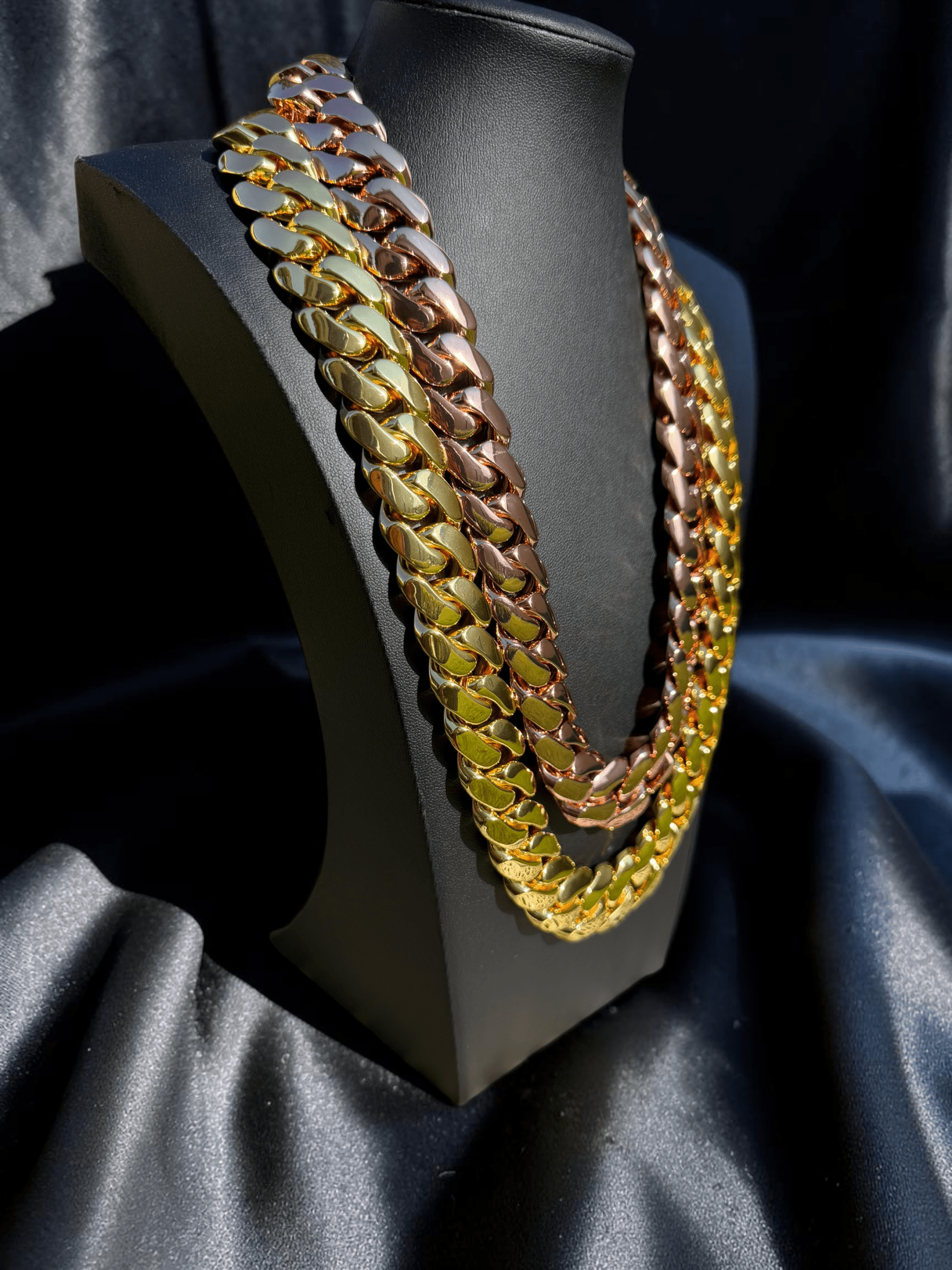 2 - 20mm Miami Cuban Link Rose Gold & Gold Plated Chains Set - Virtue Jewel16inch16inch