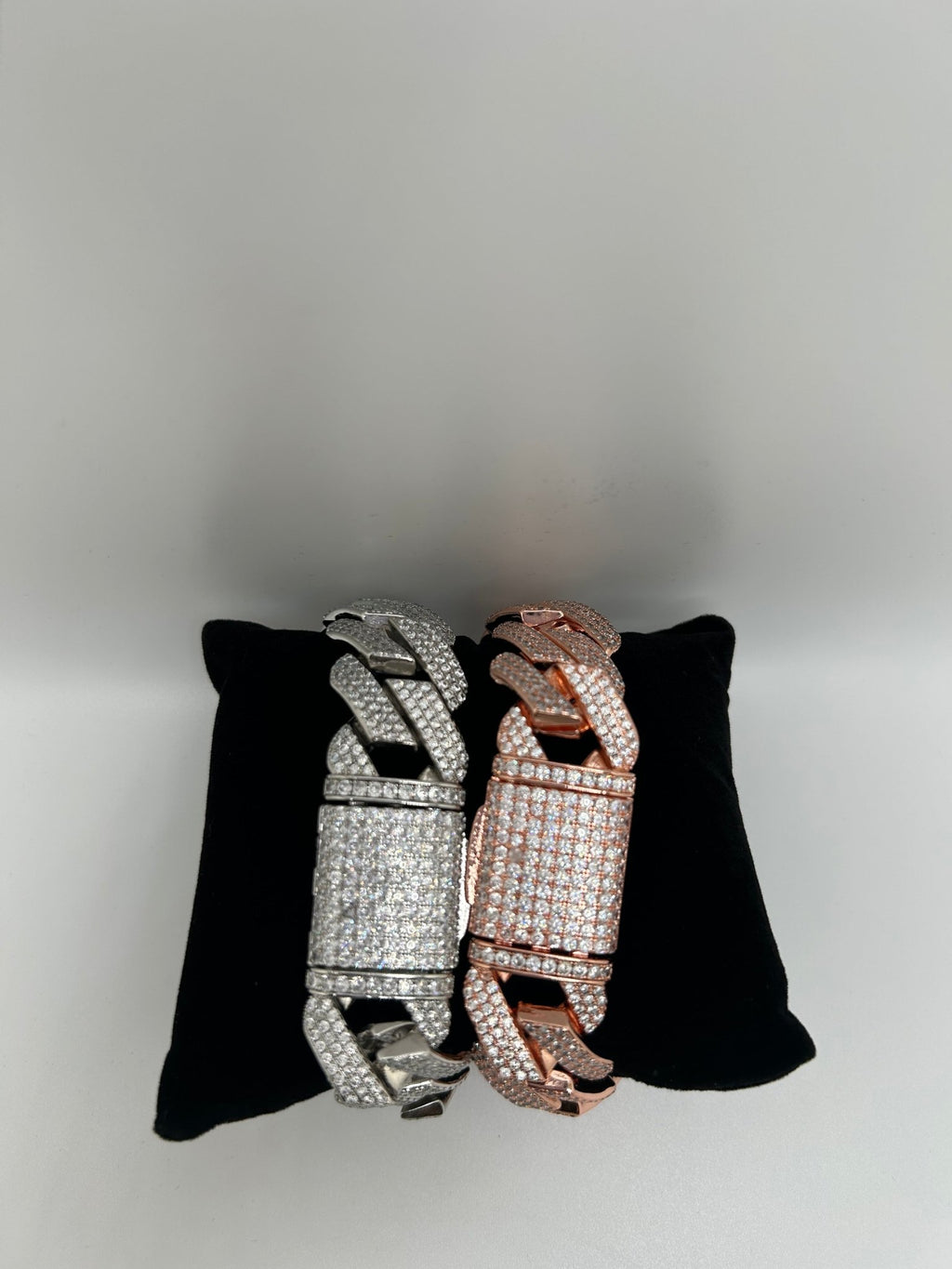 20mm Flat Square Cut Plated Iced Out Stimulated Diamonds Bracelet - Virtue JewelGold7inchBracelets