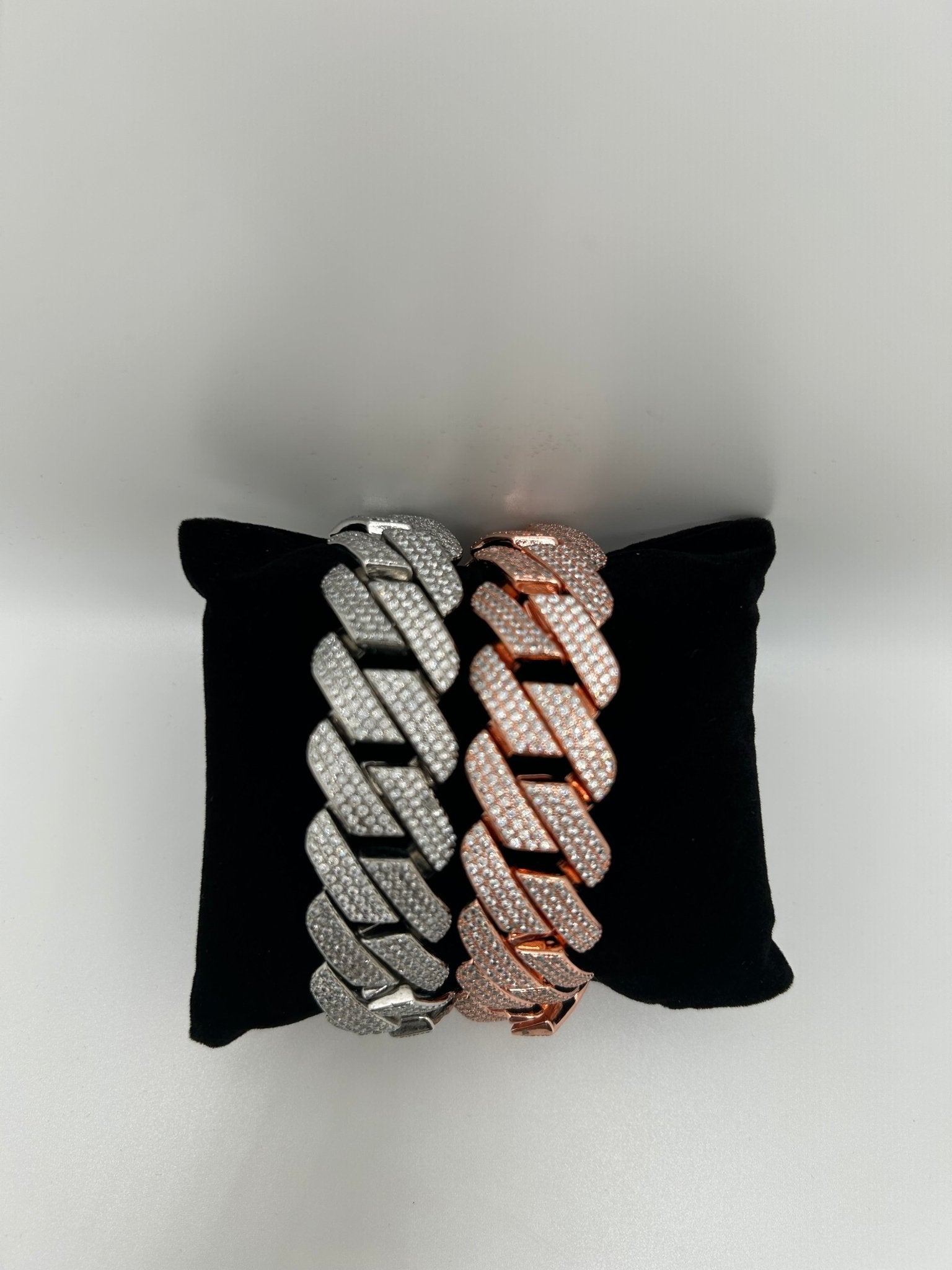 20mm Flat Square Cut Plated Iced Out Stimulated Diamonds Bracelet - Virtue JewelGold7inchBracelets