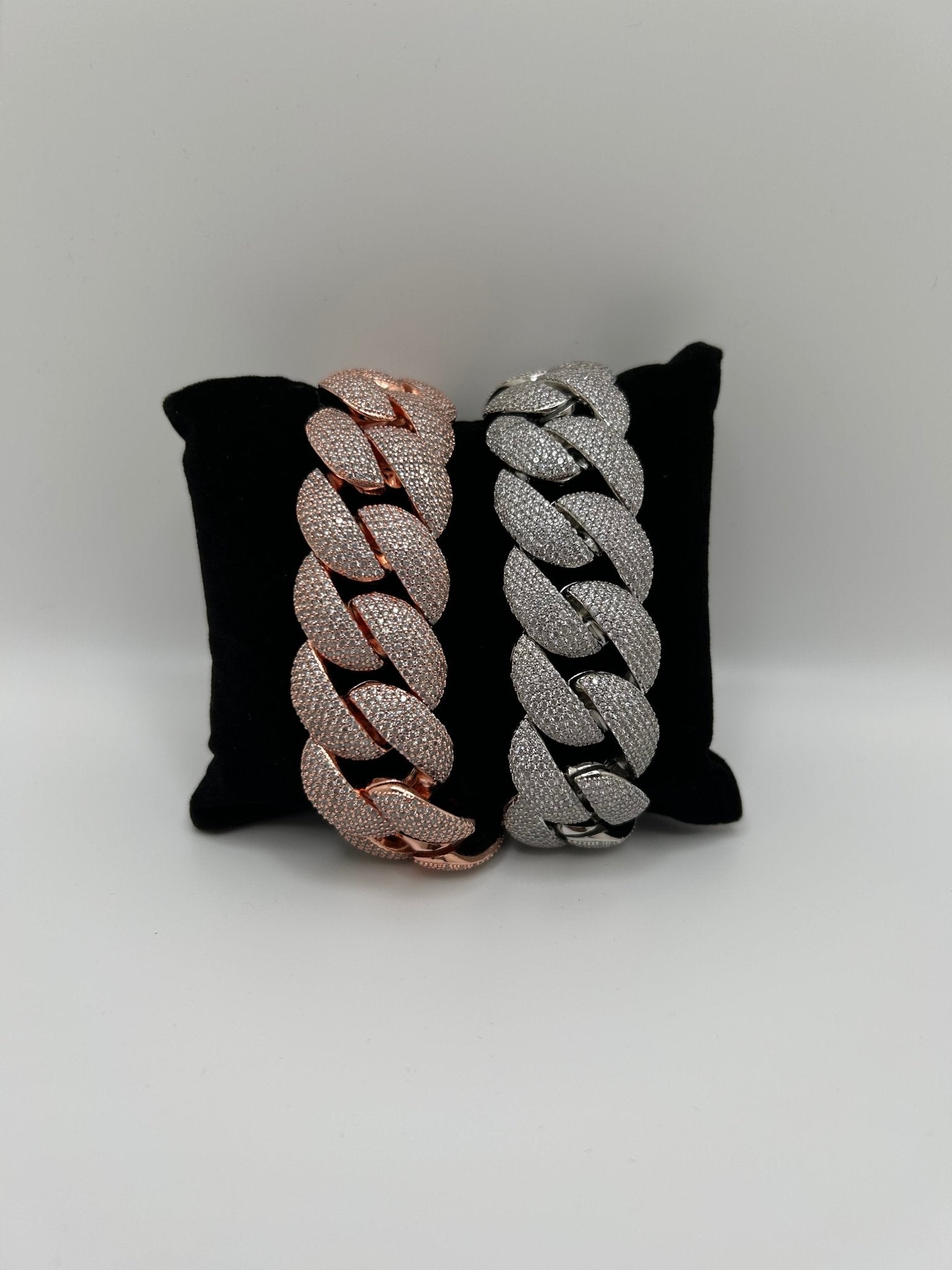 24mm Silver Rounded Cuban Iced Out Stimulated Diamonds Bracelet - Virtue Jewel7inchSilverBracelets