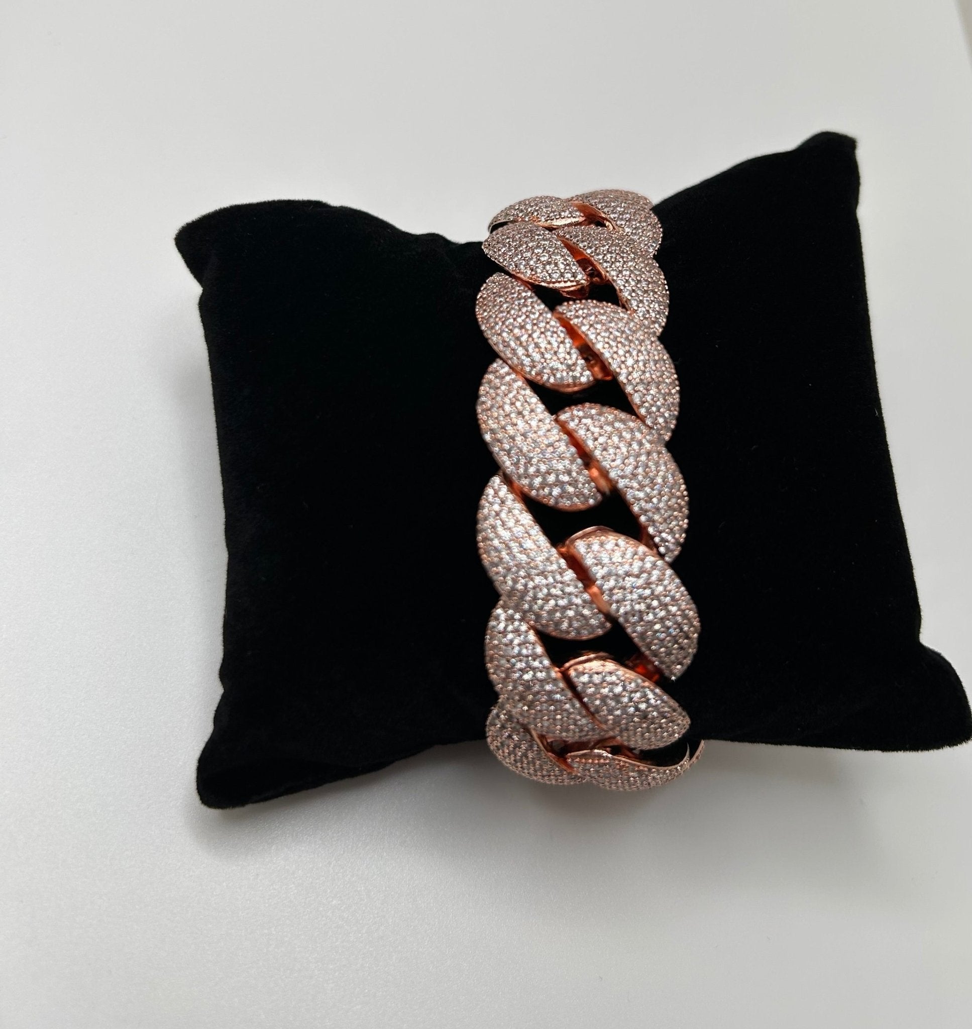 24mm Silver Rounded Cuban Iced Out Stimulated Diamonds Bracelet - Virtue Jewel7inchSilverBracelets