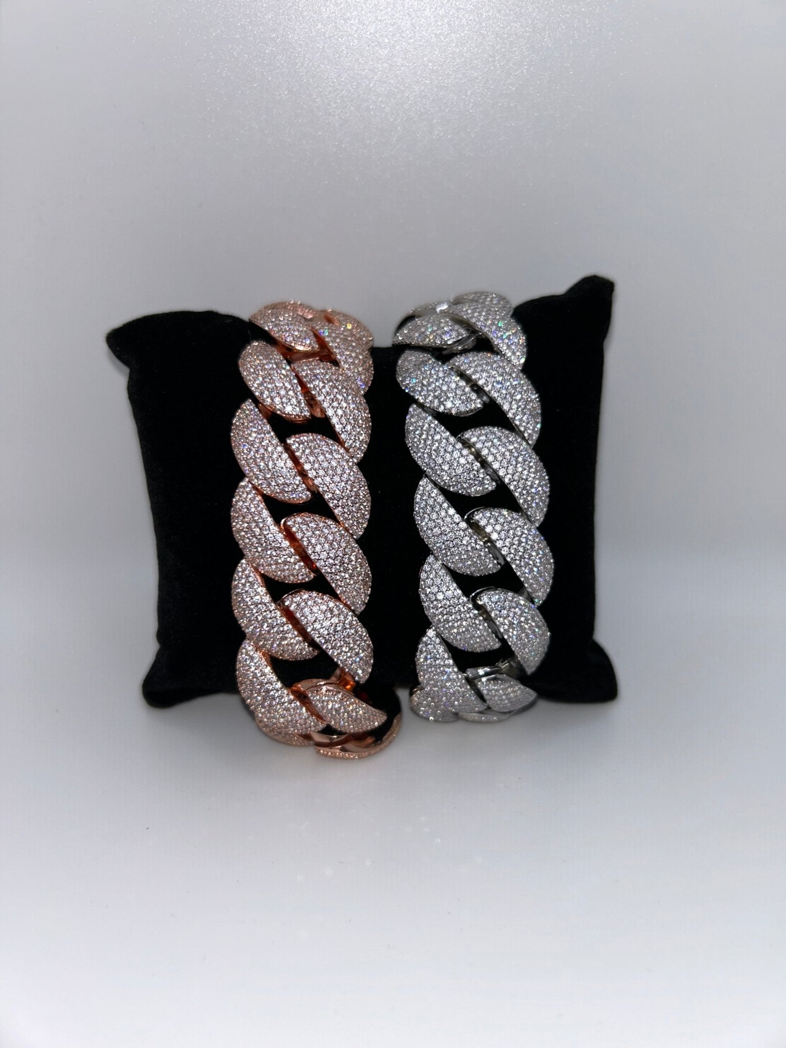 24mm Silver Rounded Cuban Iced Out Stimulated Diamonds Bracelet - Virtue Jewel7inchSilverBracelets