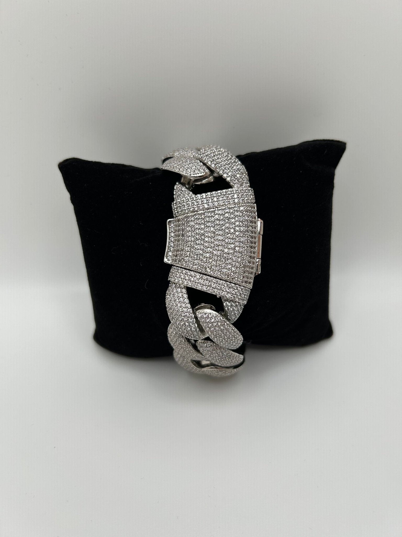 24mm Silver Rounded Cuban Iced Out Stimulated Diamonds Bracelet - Virtue Jewel7inchSilverBracelets