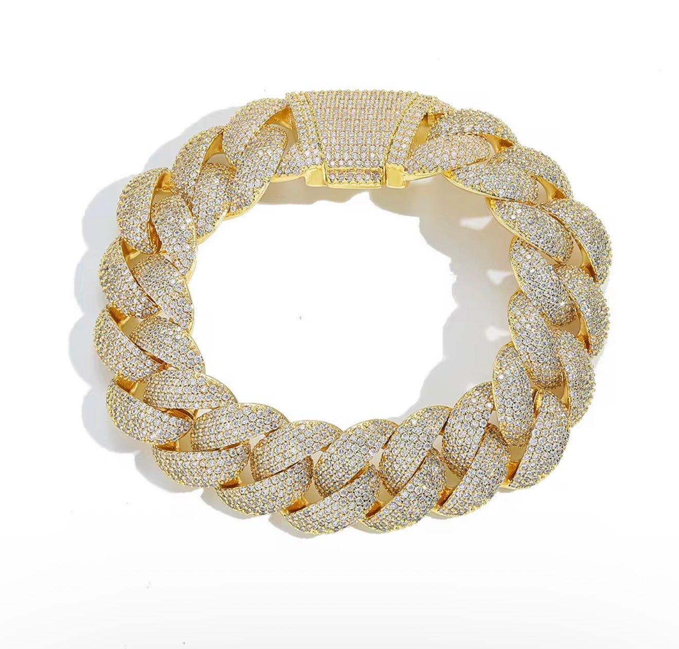 5 - Row Iced Bubble Cuban Bracelet - Virtue JewelGold7"Bracelet