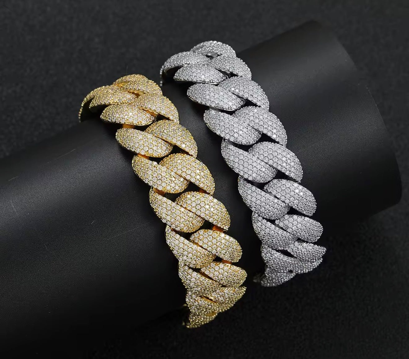 5 - Row Iced Bubble Cuban Bracelet - Virtue JewelGold7"Bracelet