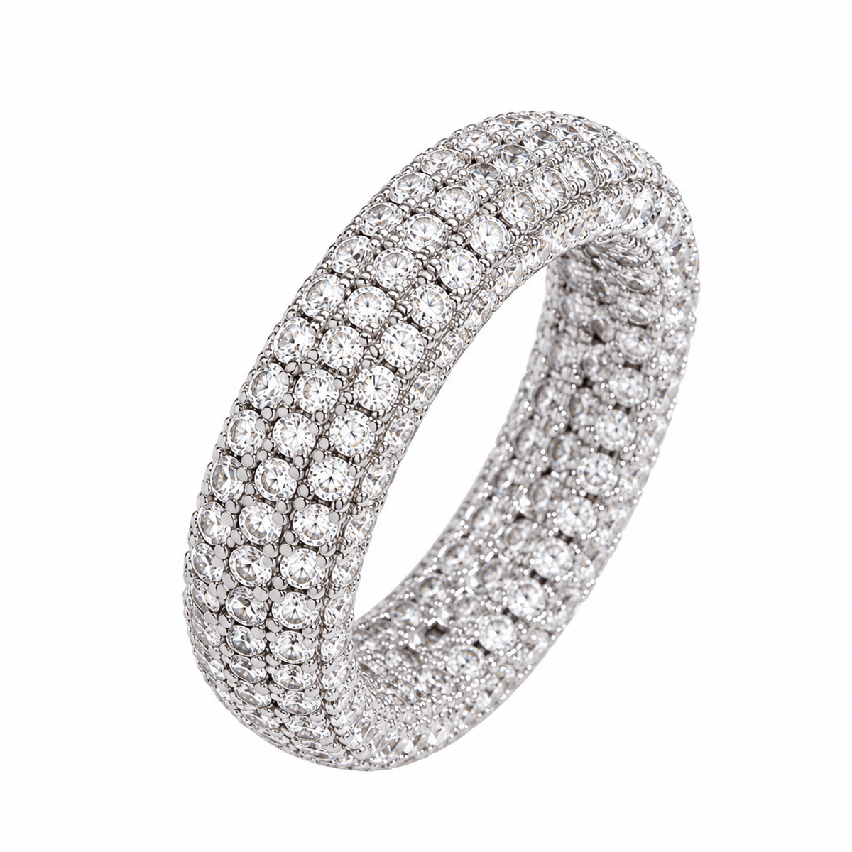 6mm Fully Iced Out Eternity Ring – 5A CZ, Gold & Silver - Virtue JewelSilver