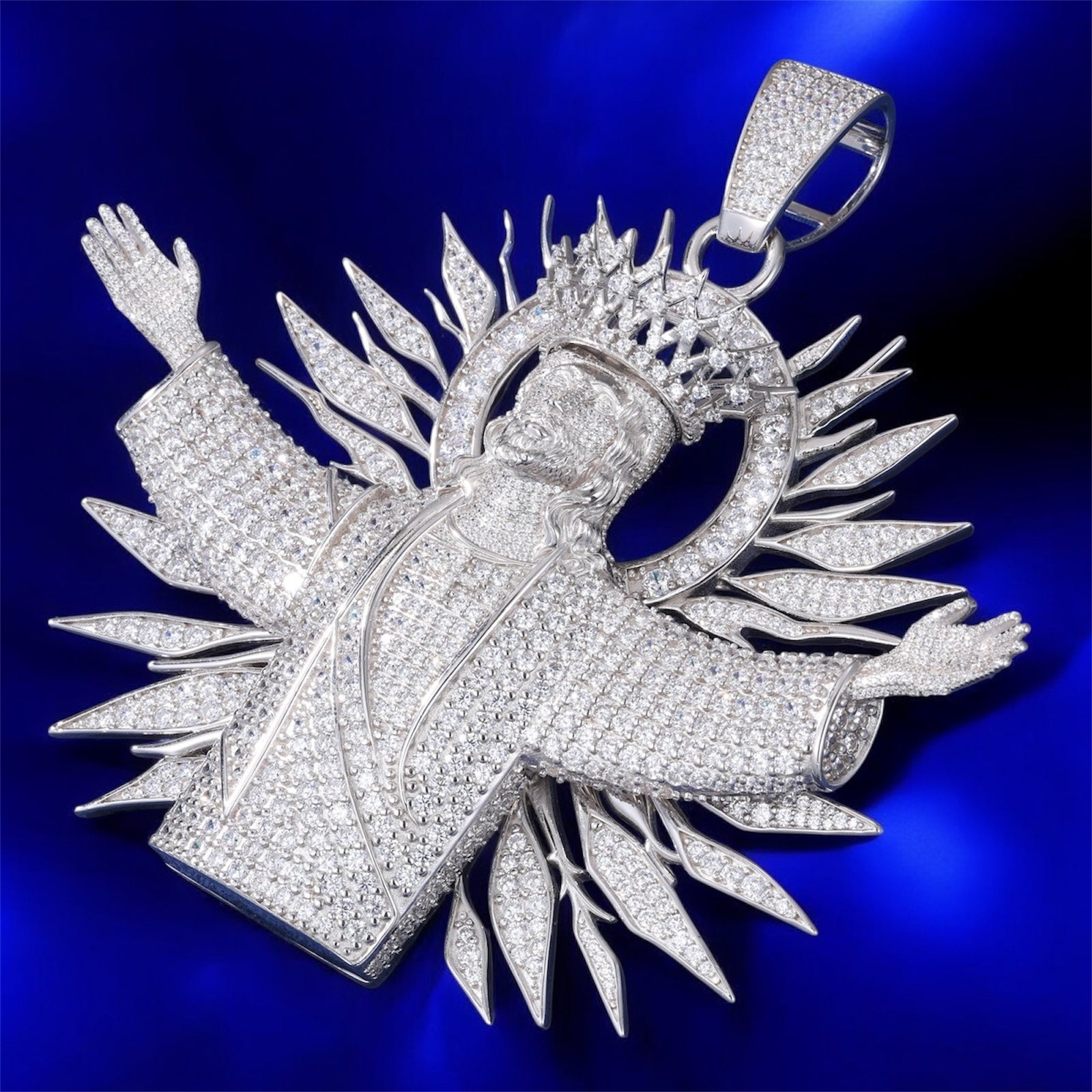 925 Silver Jesus Blaze Moissanite Pendant - Jewels