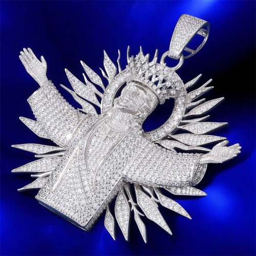925 Silver Jesus Blaze Moissanite Pendant - Jewels
