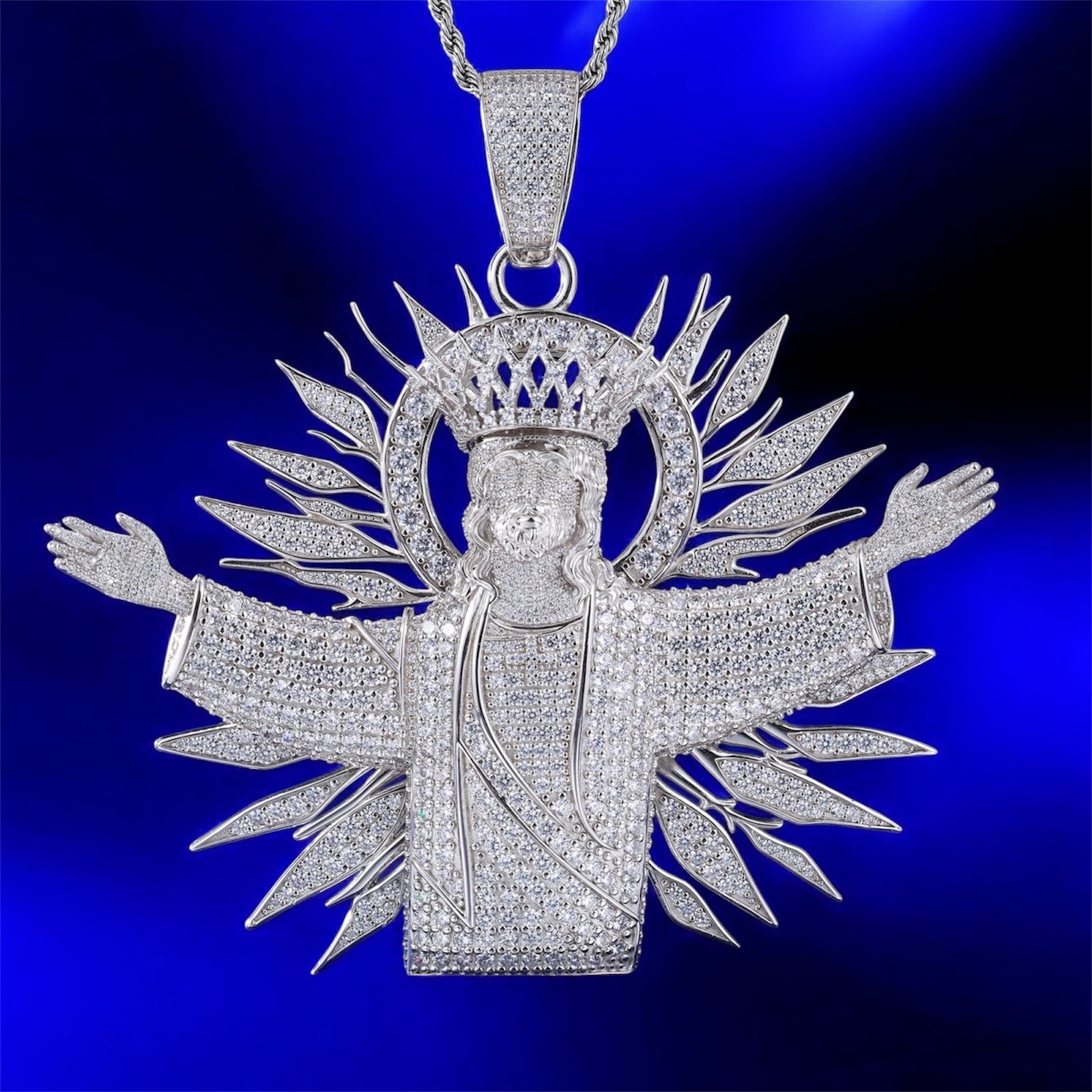 925 Silver Jesus Blaze Moissanite Pendant - Jewels