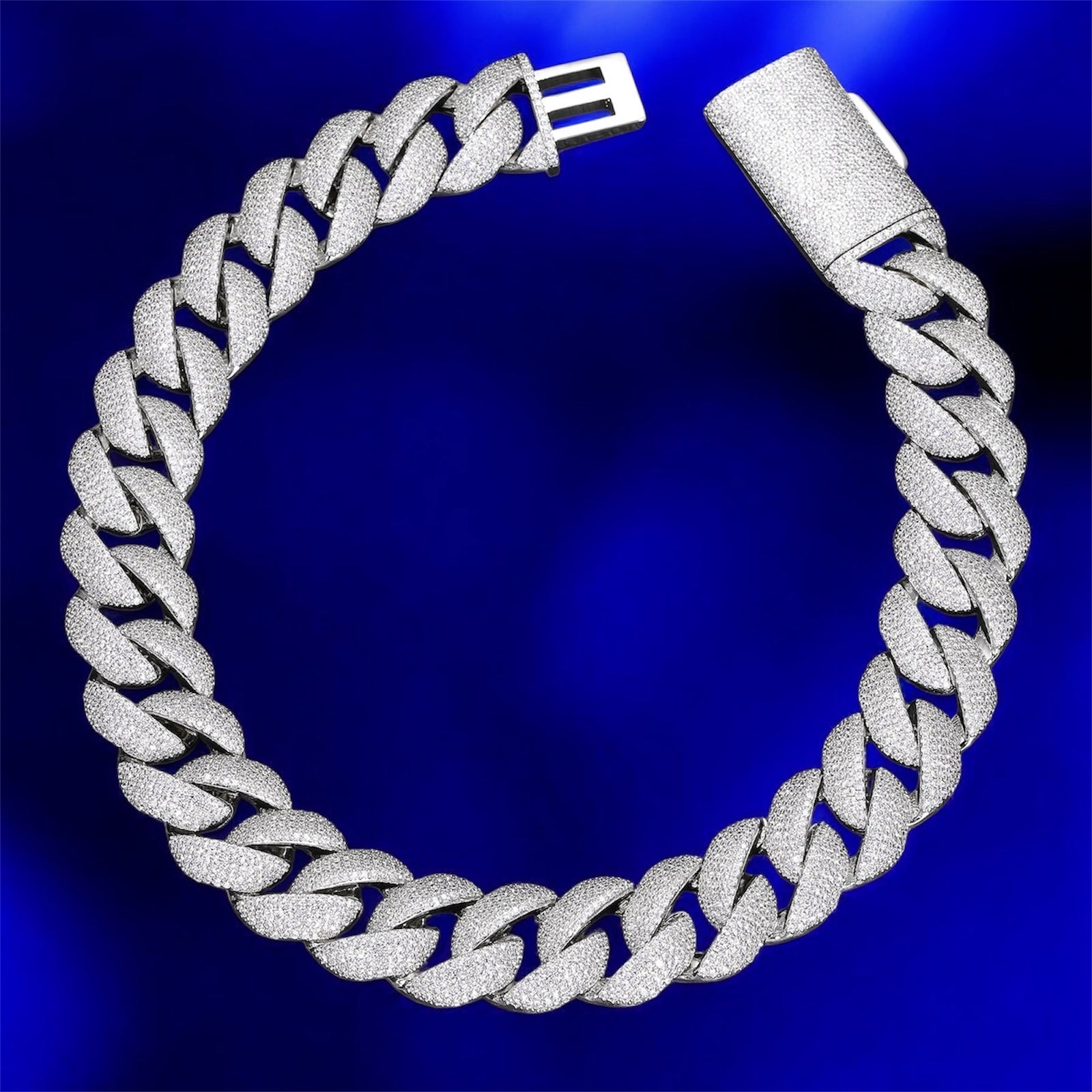925 Silver Miami Cuban Moissanite Chain Necklace - Jewels23mm16 inchWhite Gold