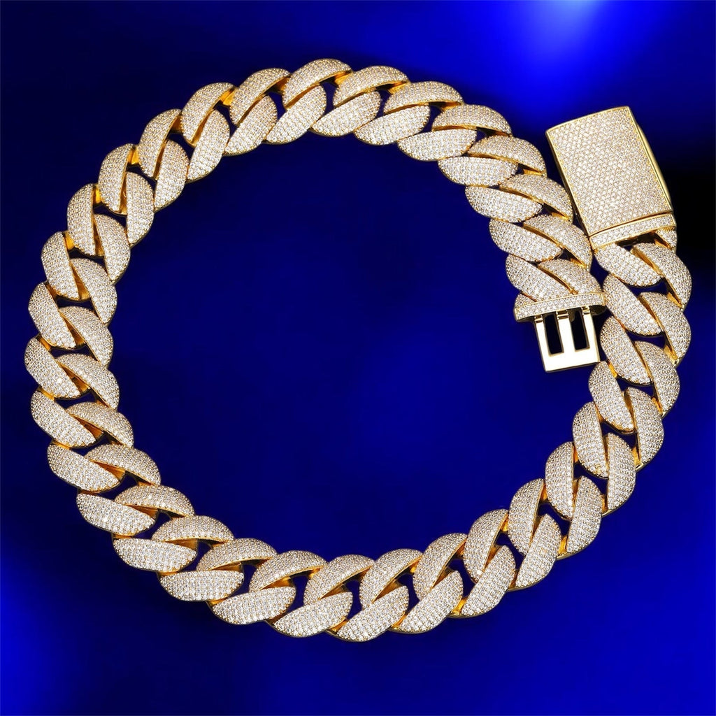 925 Silver Miami Cuban Moissanite Chain Necklace - Jewels23mm16 inchWhite Gold