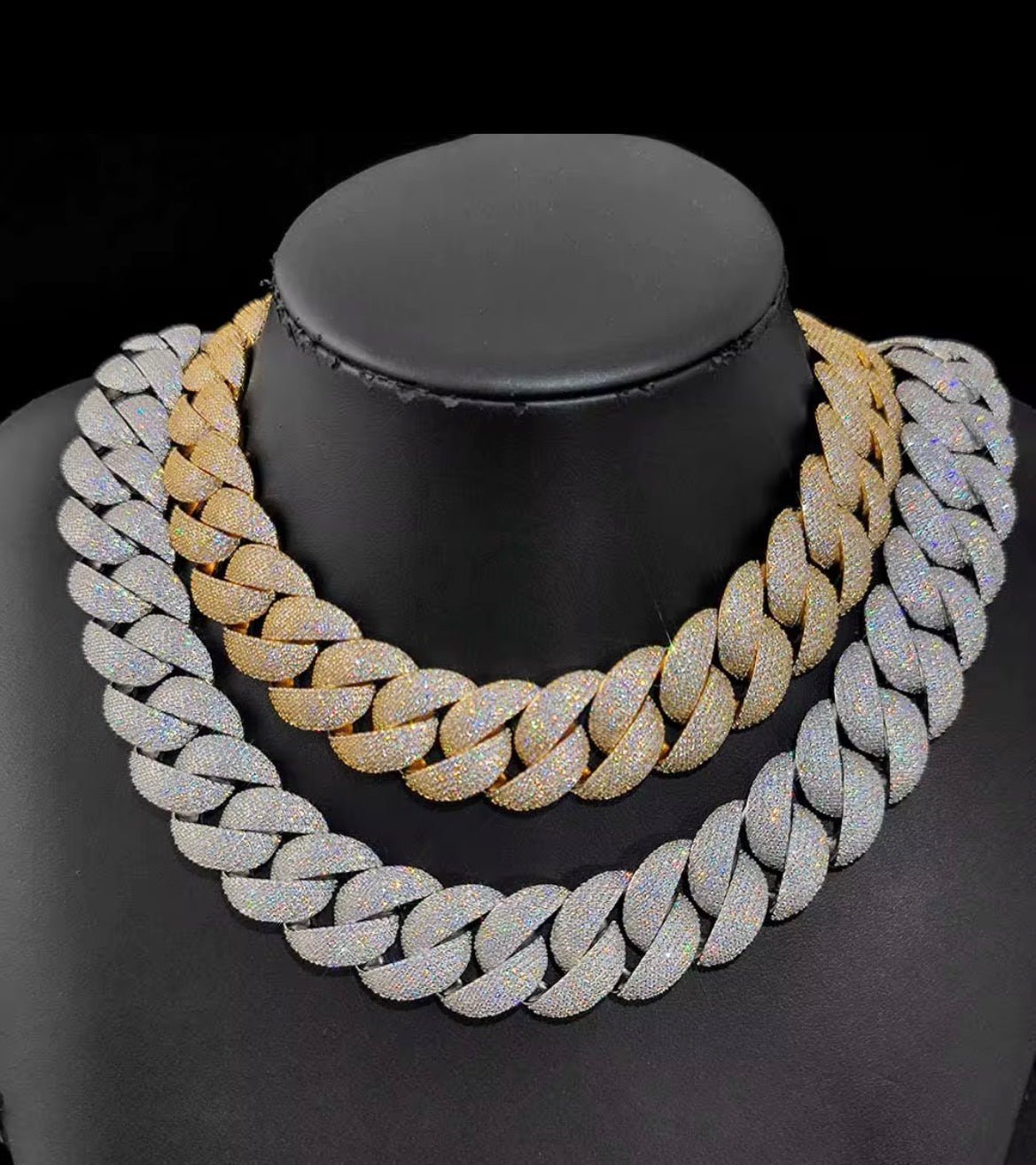 925 Silver Miami Cuban Moissanite Chain Necklace - Virtue Jewel23mm16 inchWhite Gold