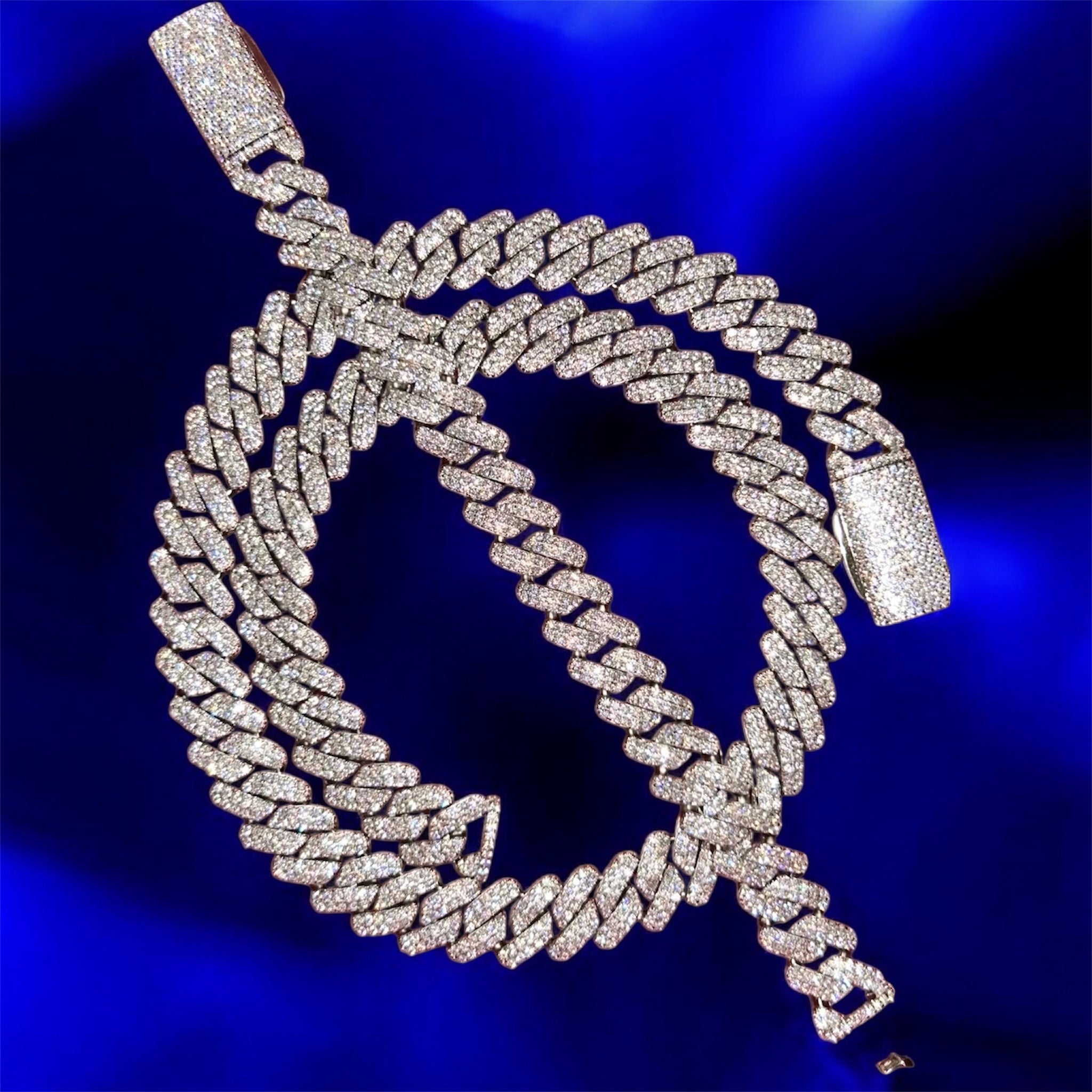 925 Silver Moissanite Cuban Chain Necklace & Bracelet Set - Virtue JewelBracelet LengthChain LengthWidth