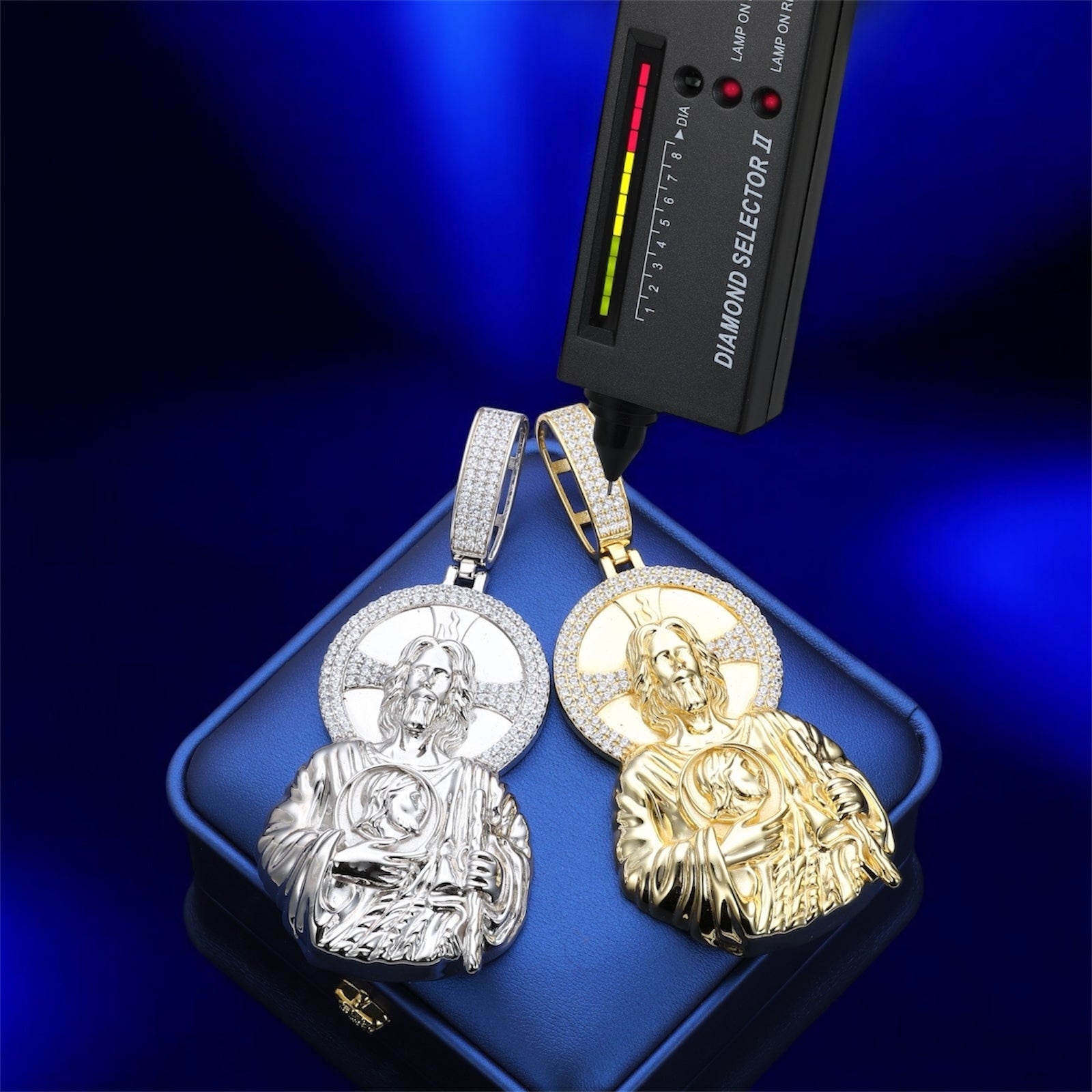 925 Silver Moissanite Jesus Carry Gold & White Gold Pendant - JewelsGold