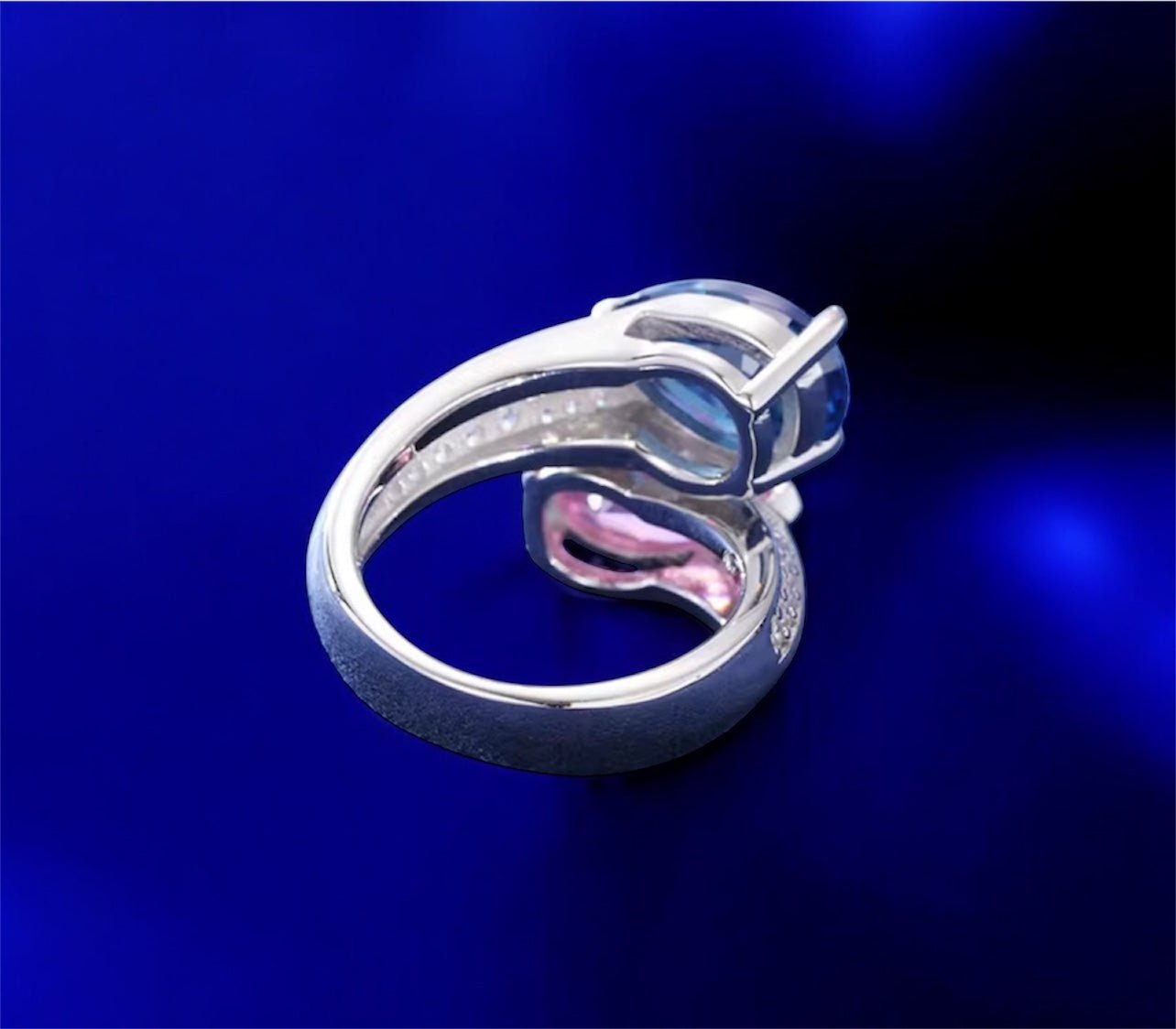925 Silver Water Drop Pink Blue Ring - Jewels8 - 10