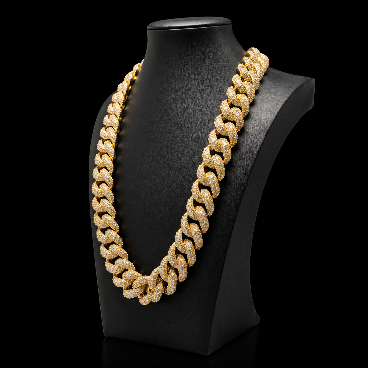 Miami Cuban Link Prong Stimulated Diamonds Iced Out Chain | Rose & Gold