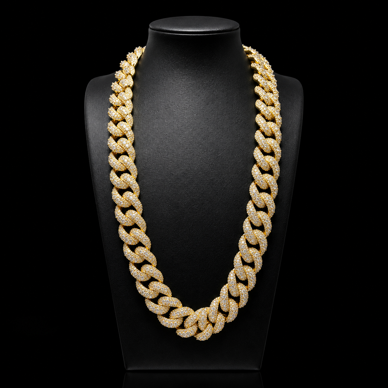 Miami Cuban Link Prong Stimulated Diamonds Iced Out Chain | Rose & Gold