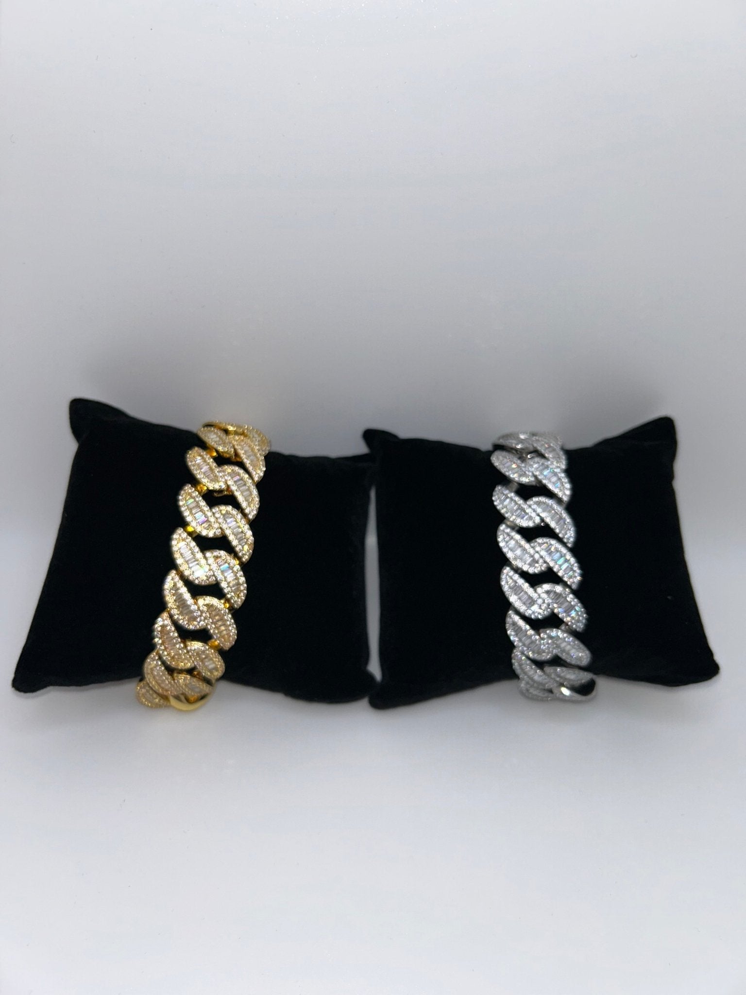 Baguette Cuban Iced Out Stimulated Diamonds Bracelet - Virtue JewelGold7inch