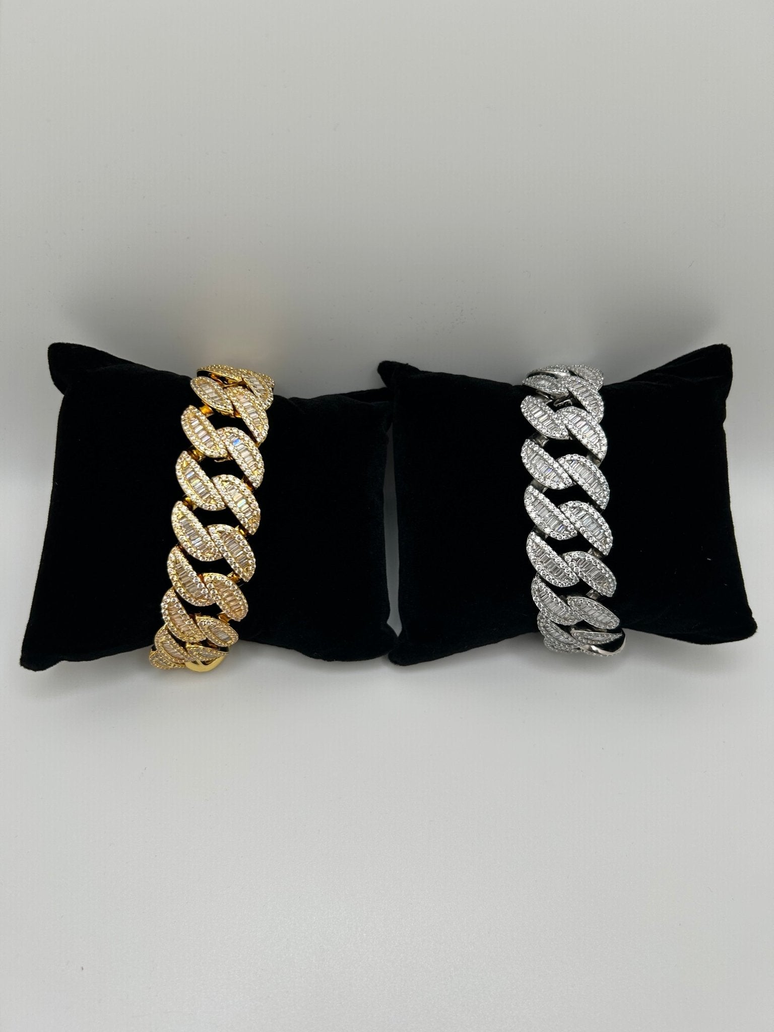Baguette Cuban Iced Out Stimulated Diamonds Bracelet - Virtue JewelGold7inch