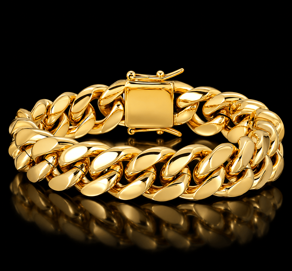 Classic Gold Miami Cuban Link Bracelet – High-Polish Statement Jewelry - Virtue Jewel7”