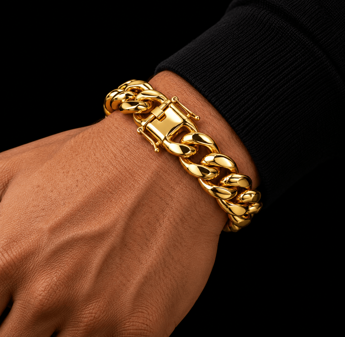 Classic Gold Miami Cuban Link Bracelet – High-Polish Statement Jewelry - Virtue Jewel7”