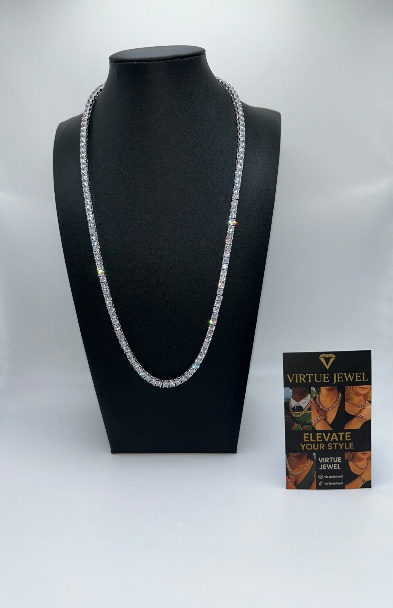 Elegant Tennis Chain Silver White Gold Plated - Virtue Jewel5 mm24