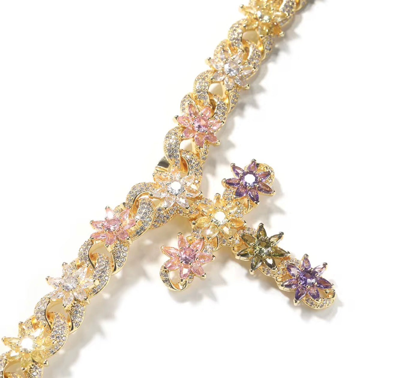 Floral Cross Statement Necklace - Virtue JewelGold17.5"Chain