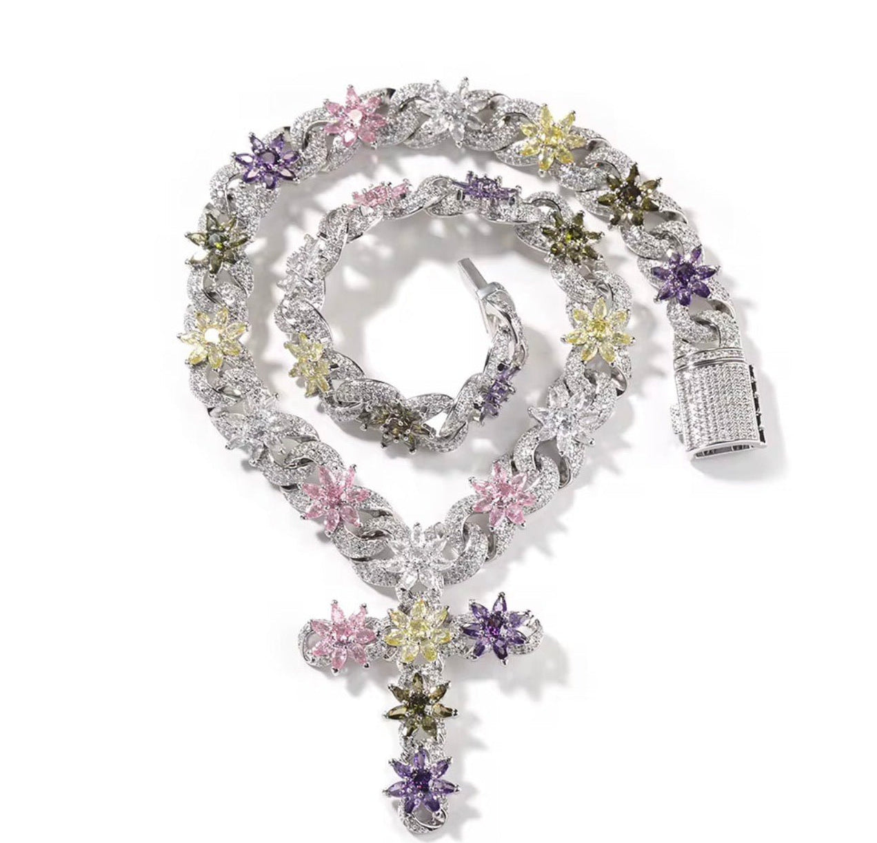 Floral Cross Statement Necklace - Virtue JewelGold17.5"Chain