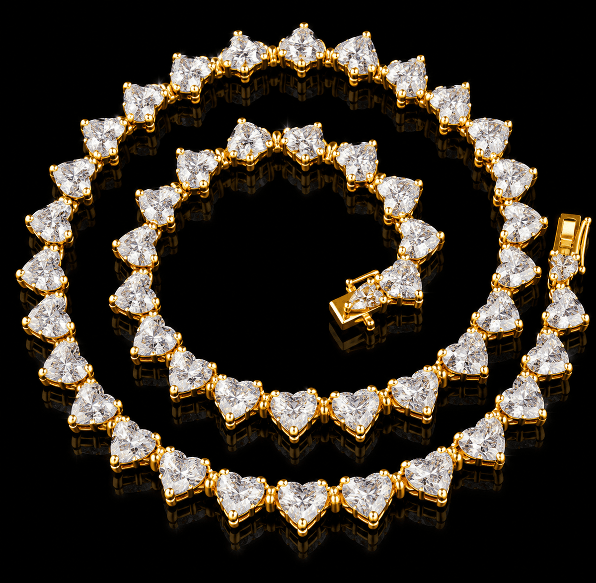 Gold Flower Tennis Necklace – Sparkling Floral Cluster Jewelry - Virtue Jewel