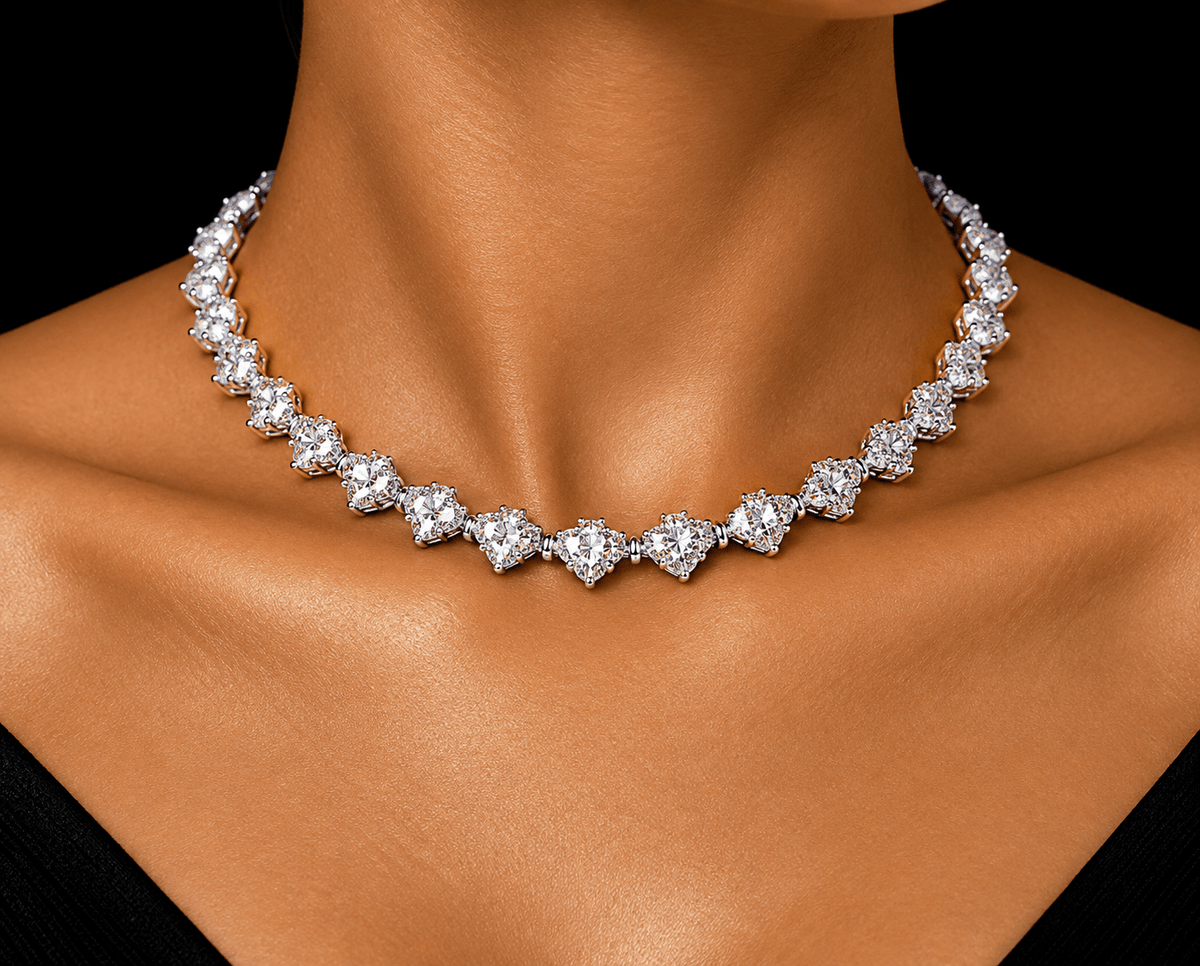 Gold Flower Tennis Necklace – Sparkling Floral Cluster Jewelry - Virtue Jewel