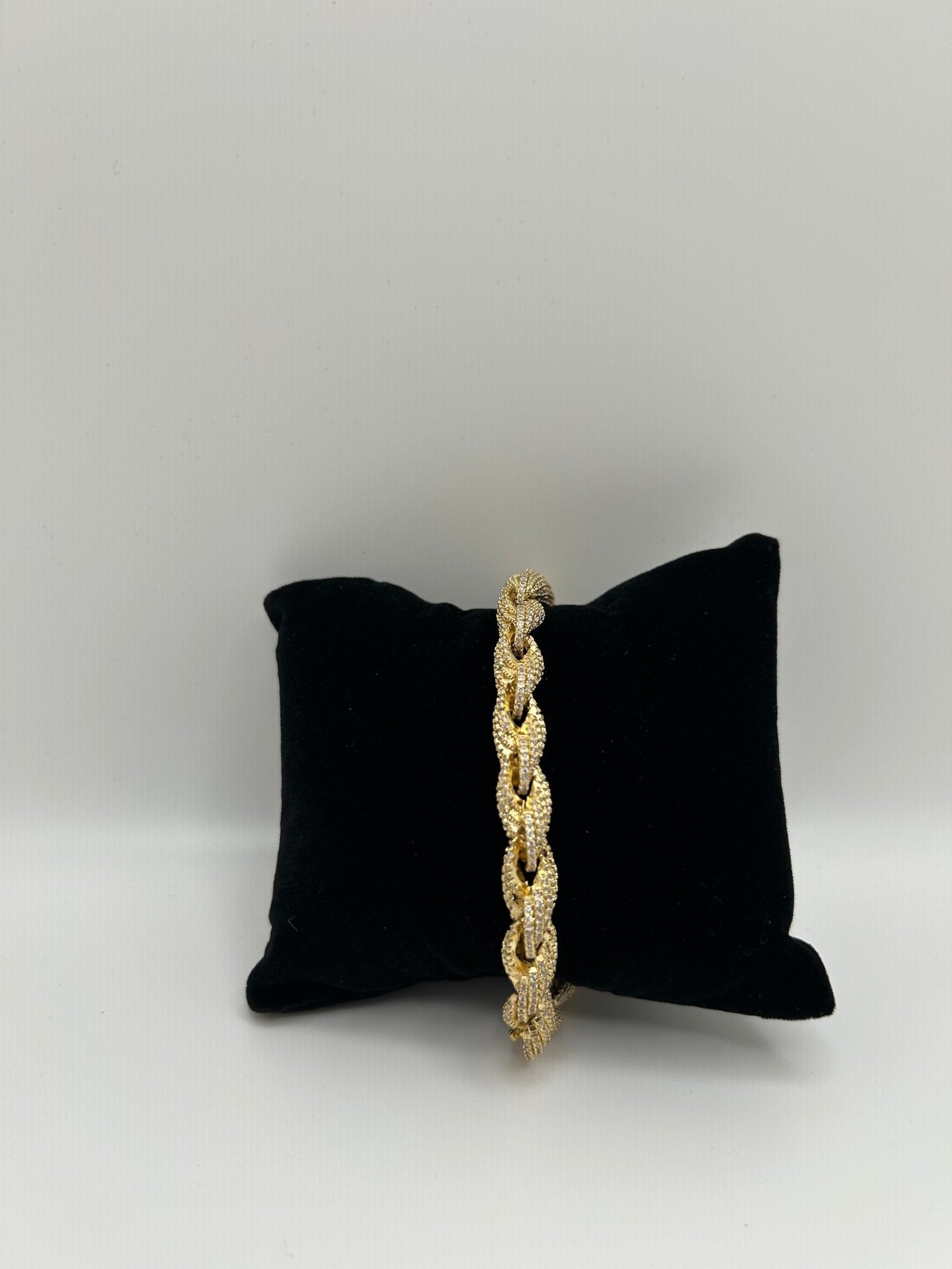 Gold Plated Rope Twist Stimulated Diamonds Bracelet - Virtue Jewel6inchBracelets