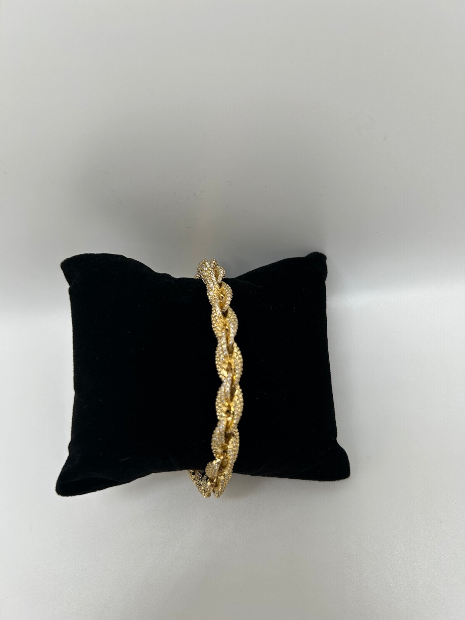 Gold Plated Rope Twist Stimulated Diamonds Bracelet - Virtue Jewel6inchBracelets