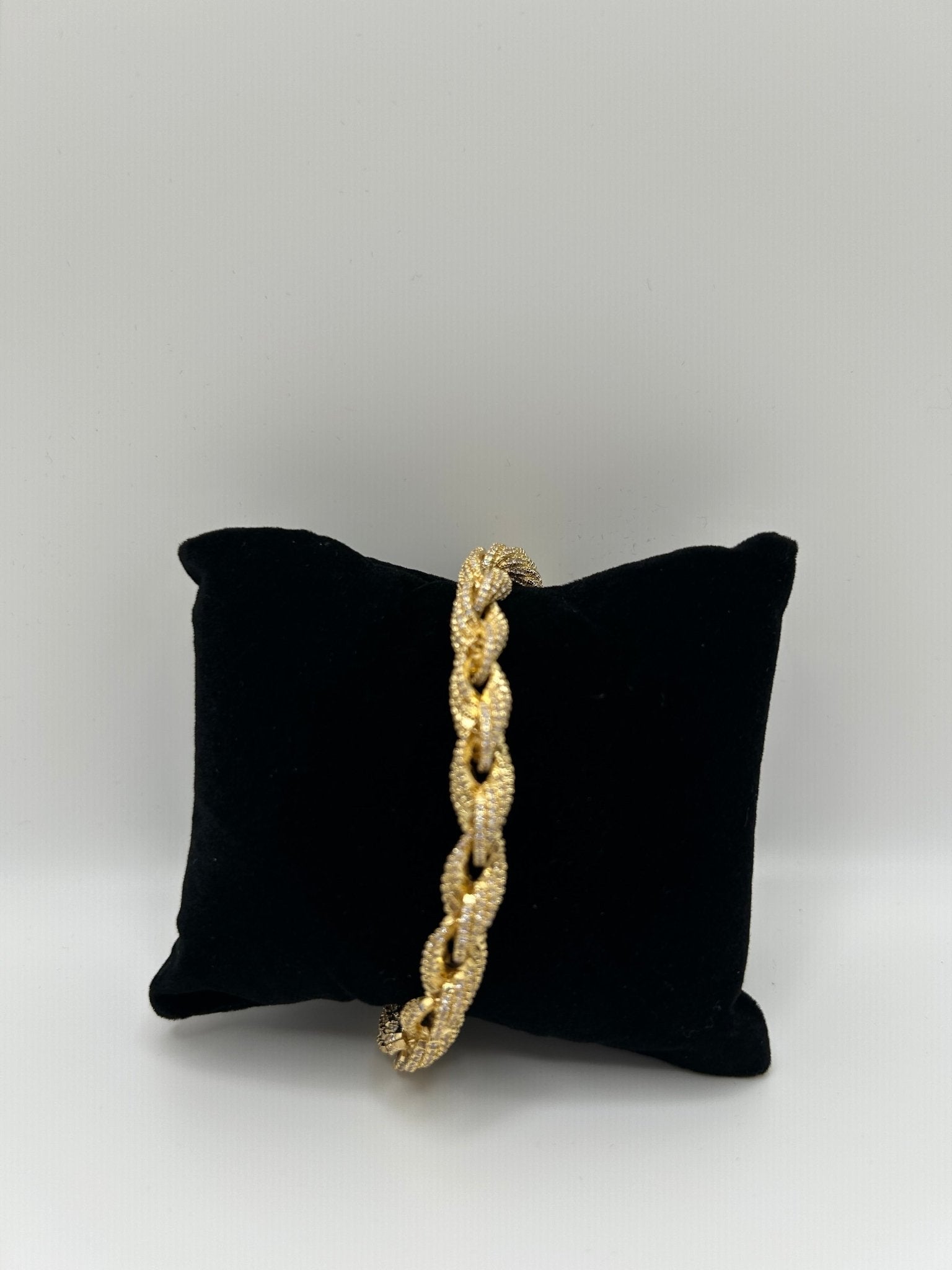 Gold Plated Rope Twist Stimulated Diamonds Bracelet - Virtue Jewel6inchBracelets