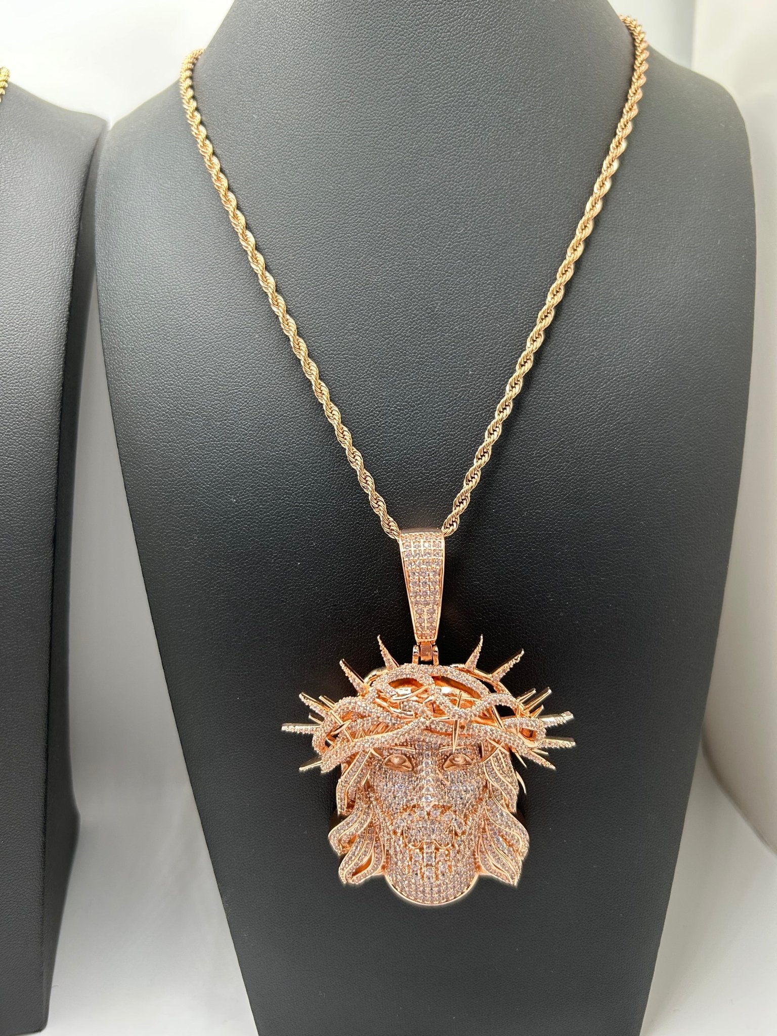 Gold & Rose Gold Rope Chain Necklace & Jesus Thorn Pendant Set - Virtue JewelRose Gold18