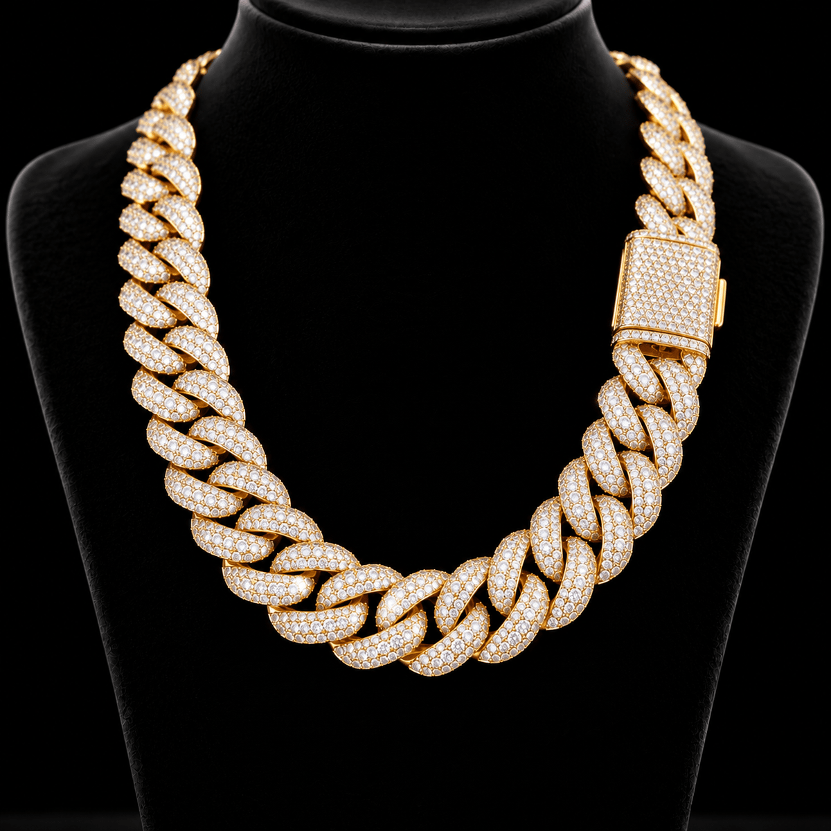 Heavy 15mm/18mm Miami Cuban Chain – Full VVS Moissanite Pavé - Virtue JewelGold18’’