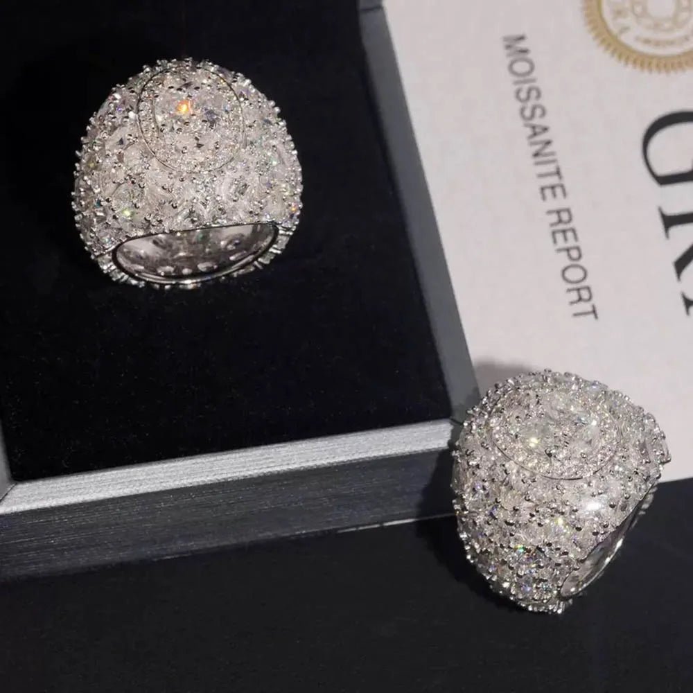 Hiphop Rock Iced Bling D Color Marquise Moissanite Party Ring for Men 925 Sterling Silver Diamond Luxury Rings Pass Tester Gra - Virtue Jewel10Ring